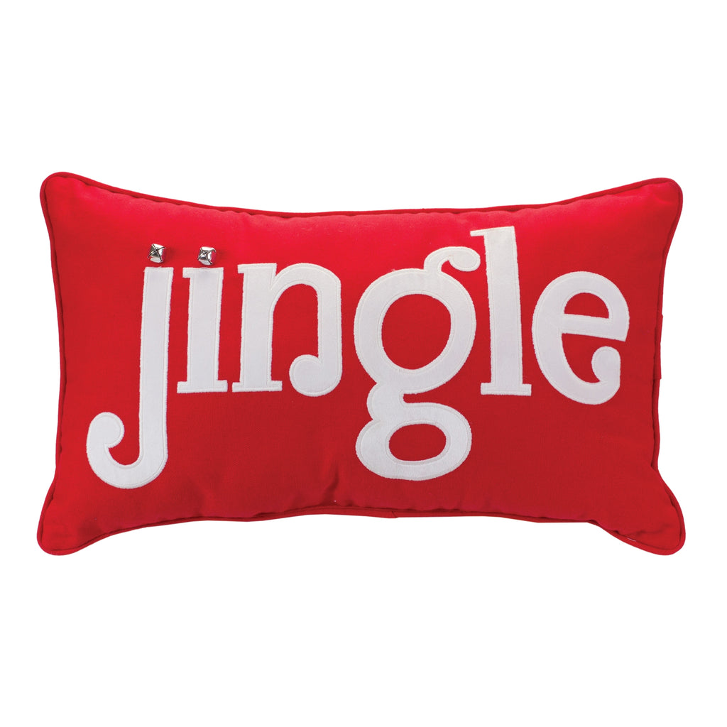 Embroidered Jingle Holiday Pillow 19.5"