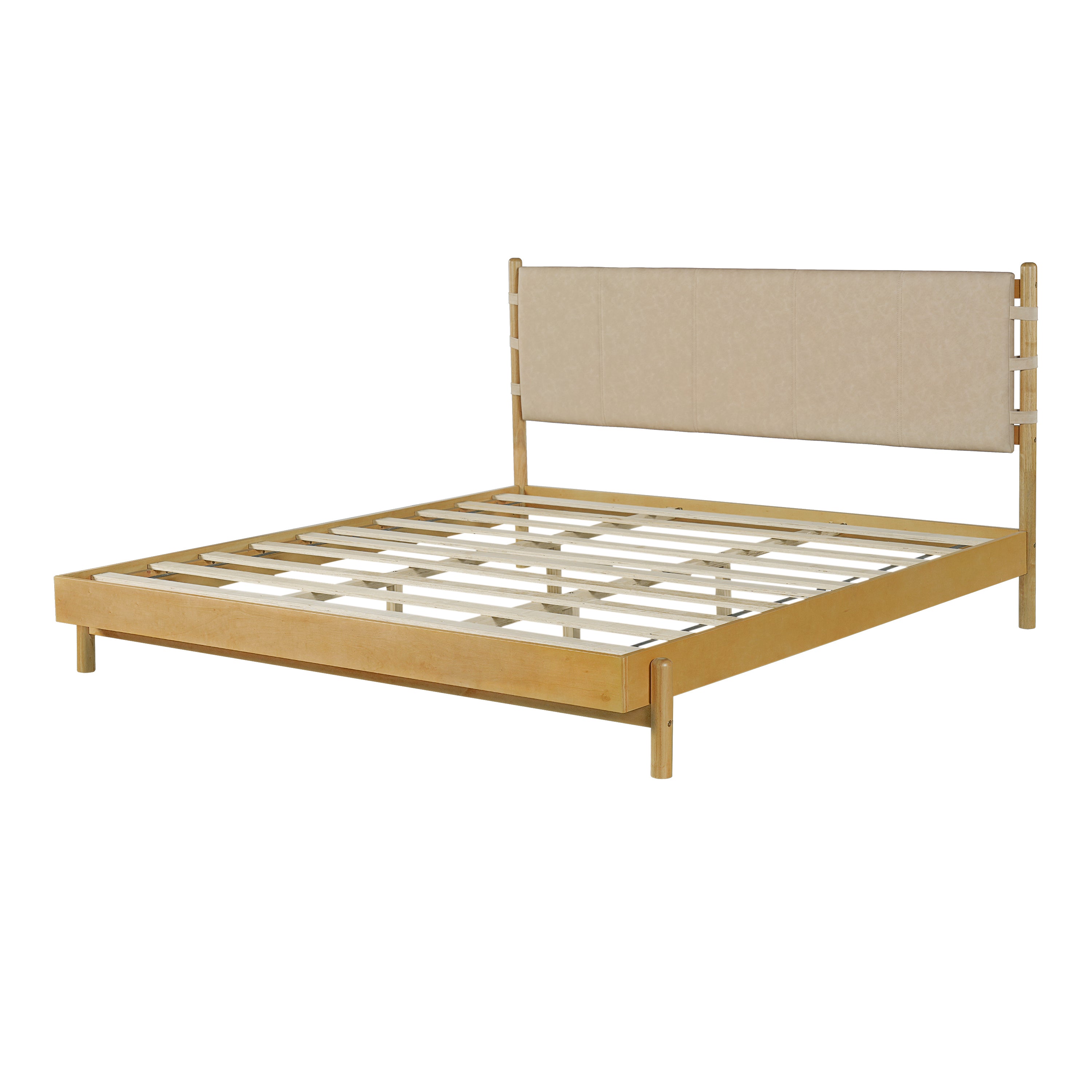 Premium Rubber Wood Platform Bed Frame with Headboard