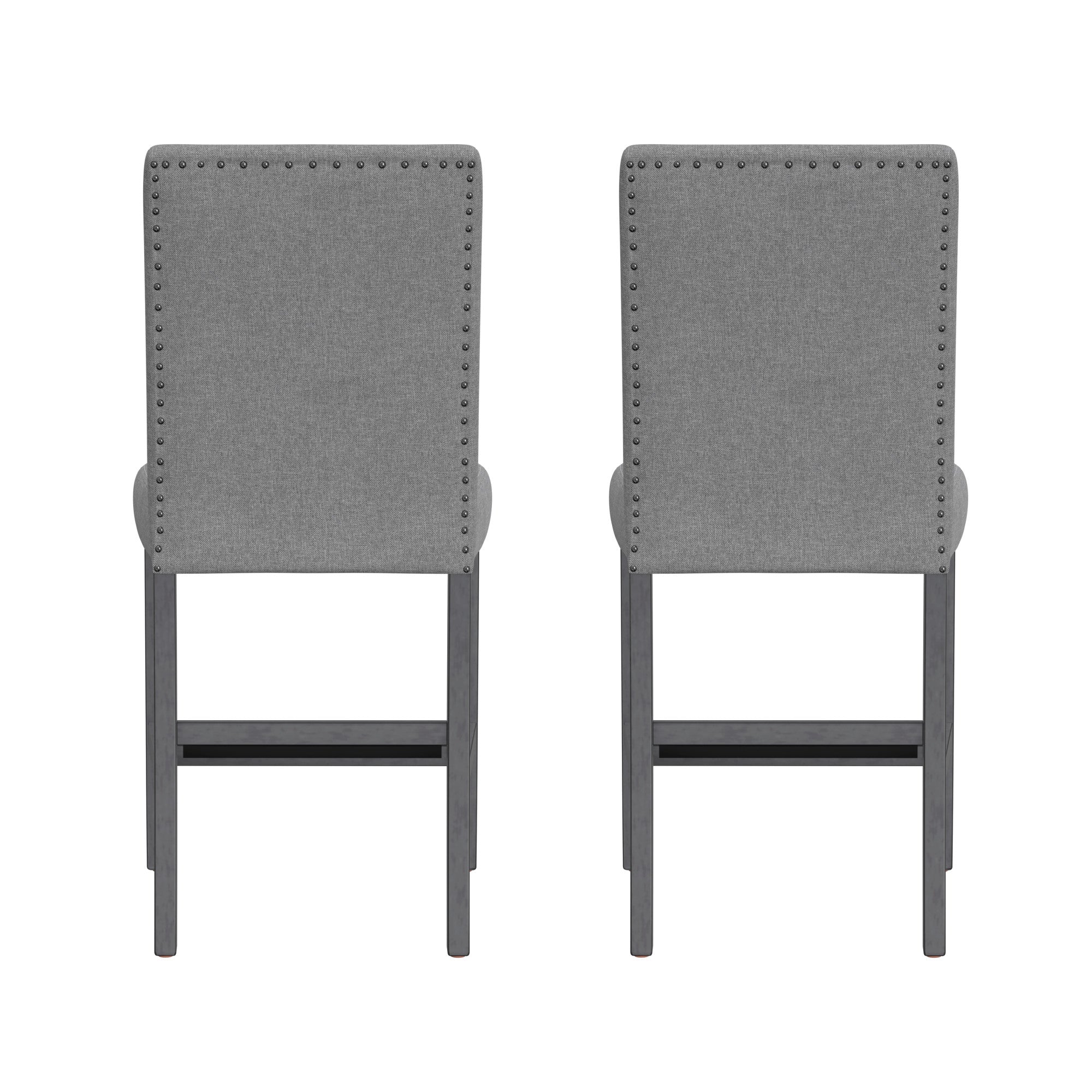 Gray Upholstered Barstools, Set of 2