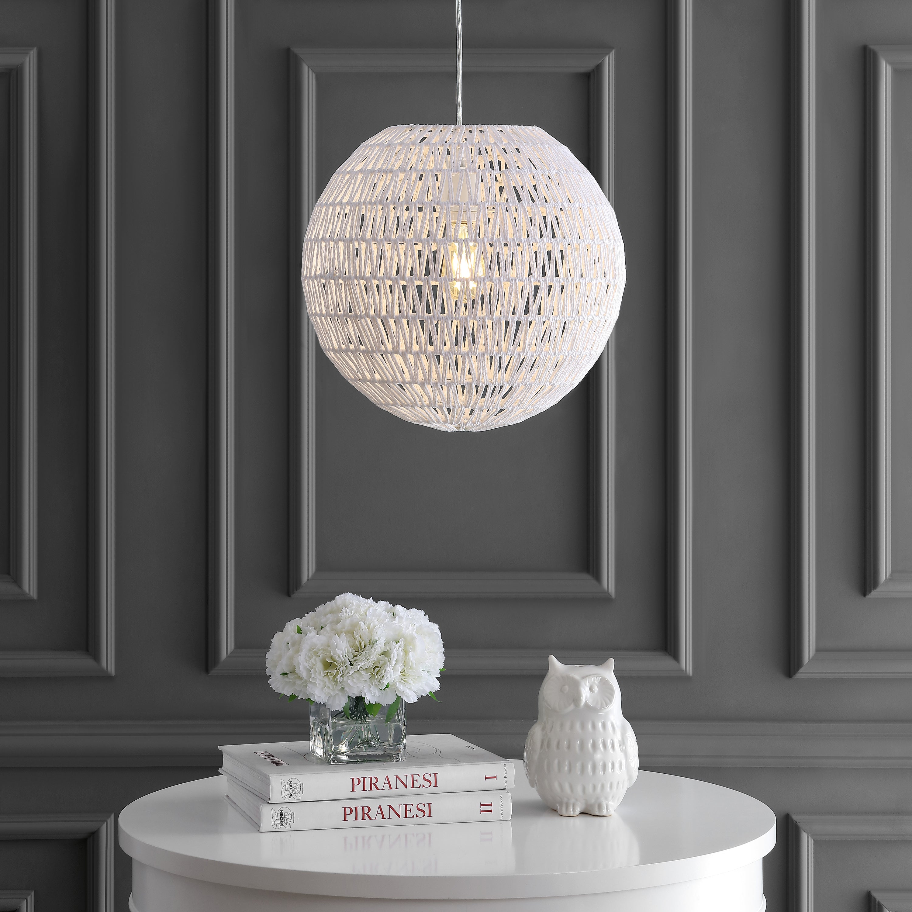 Luna 1-Light Bohemian Modern Woven Rattan/Iron LED Pendant