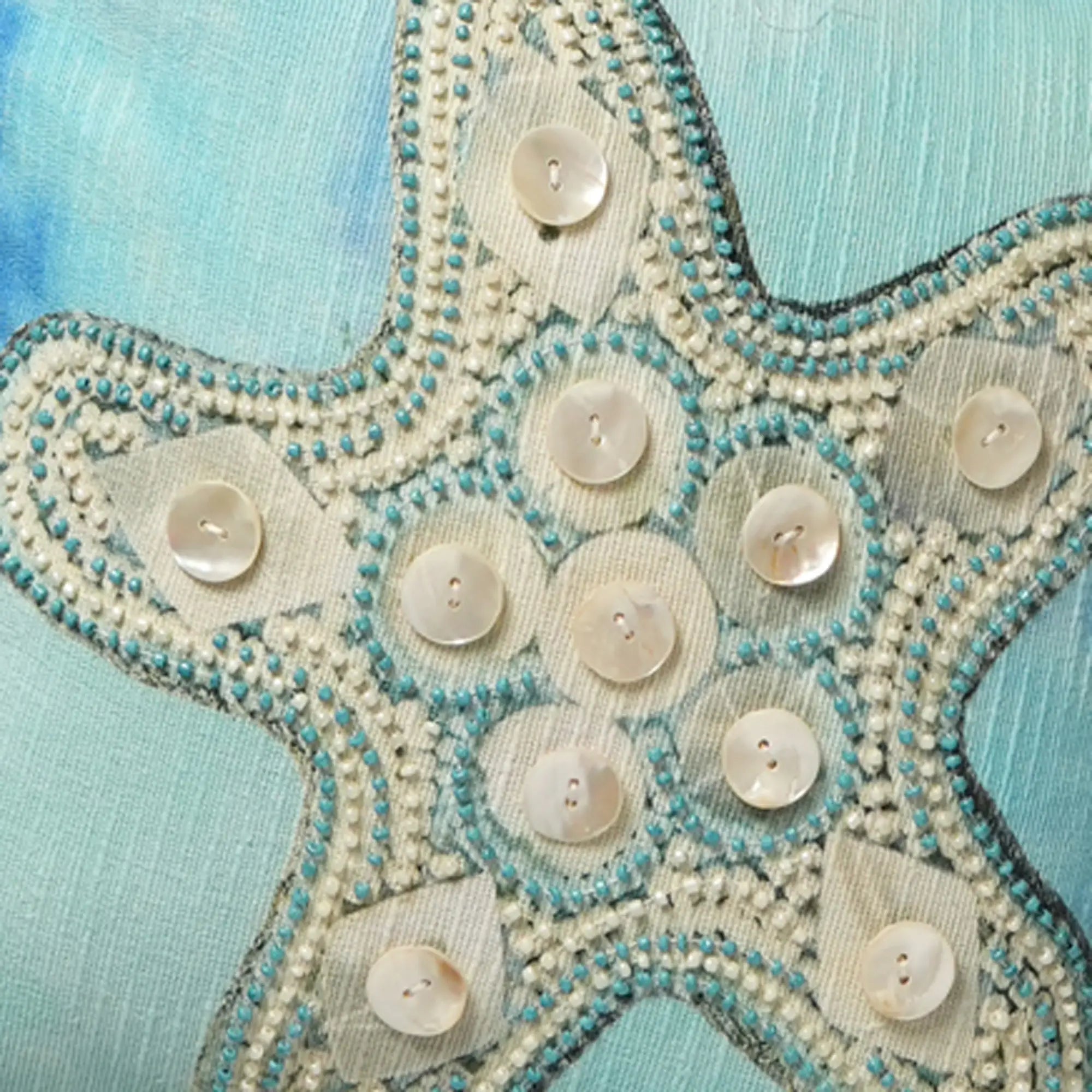 Print & Beadwork Starfish Pillow