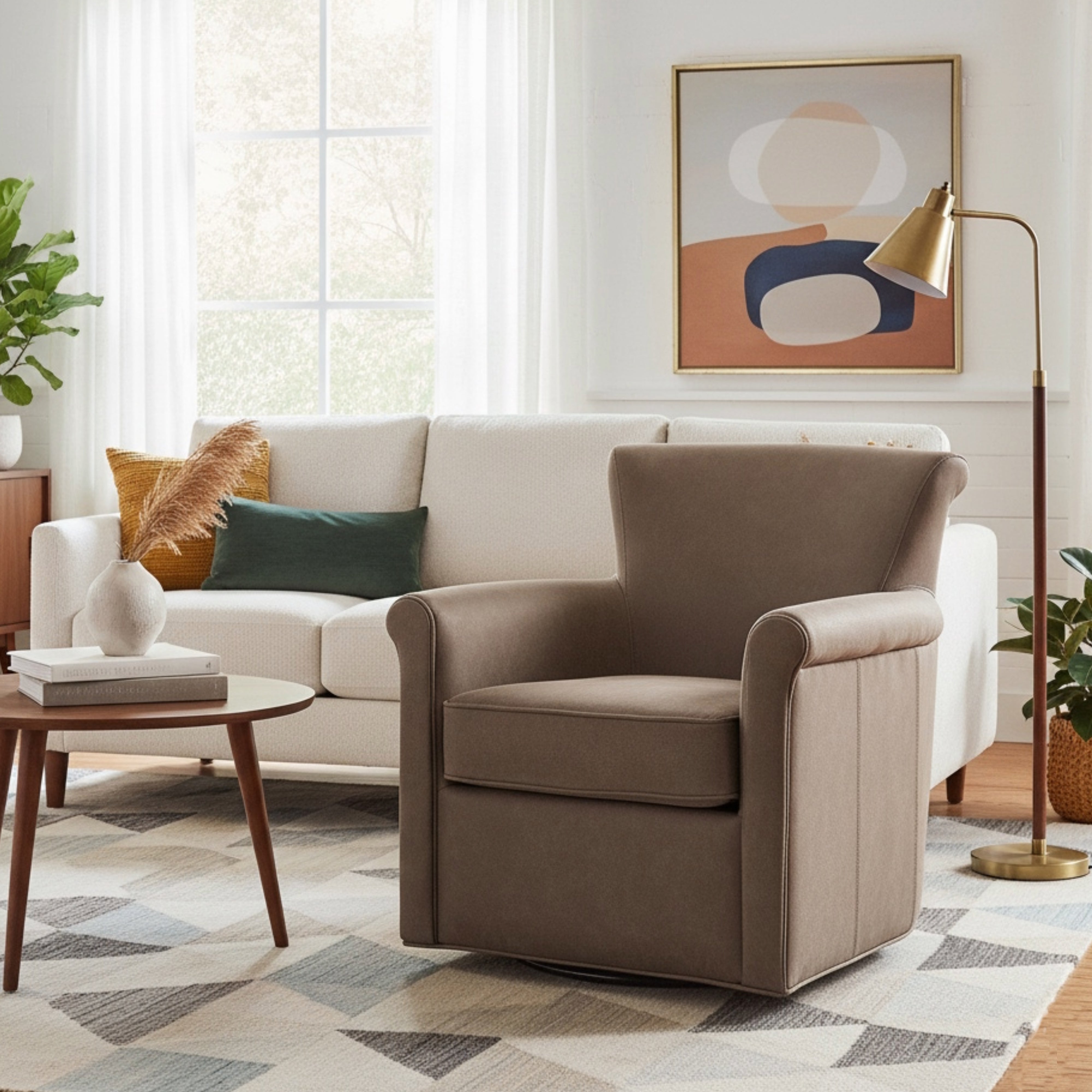 Westly Faux Leather Swivel Accent Chair
