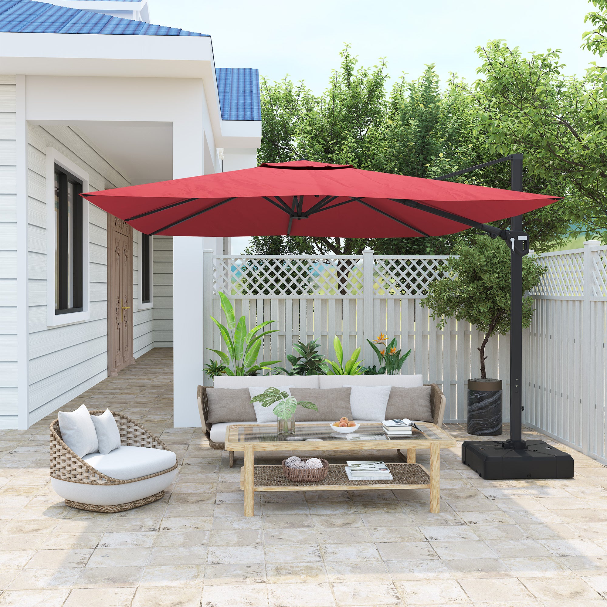 11' Outdoor Square Double Top Patio Umbrella, Base Not Included Beige 11' Outdoor Square Double Top Patio Umbrella, Base Not Included Beige