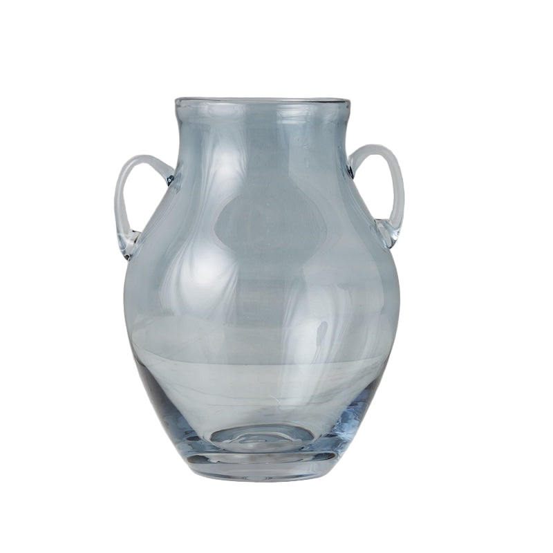 Glass Amphora Flower Vase, Denim Blue