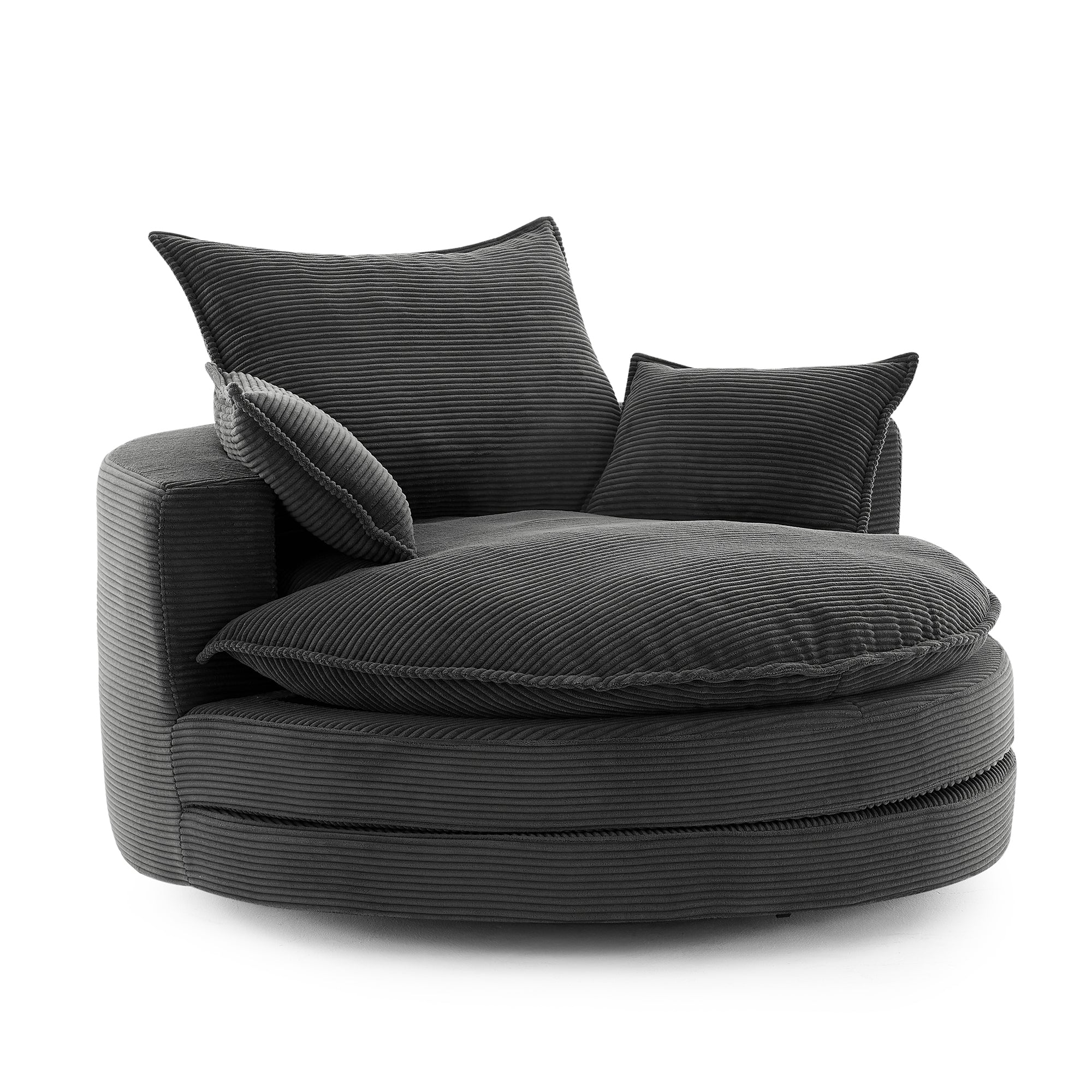 Corduroy 360° Swivel Accent Barrel Chair with 3 Removable Pillows
