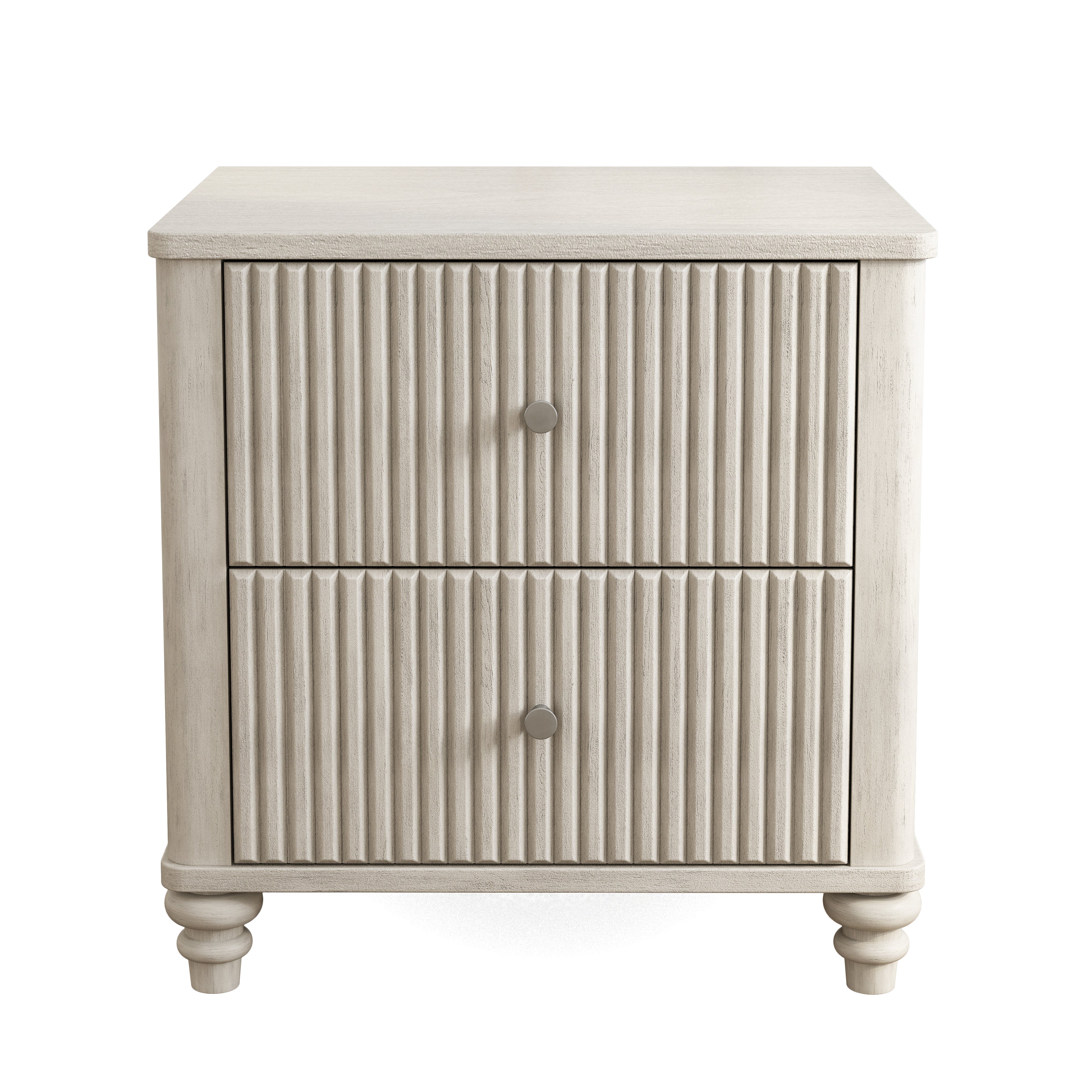 Fluted Nightstand with 3 Drawers