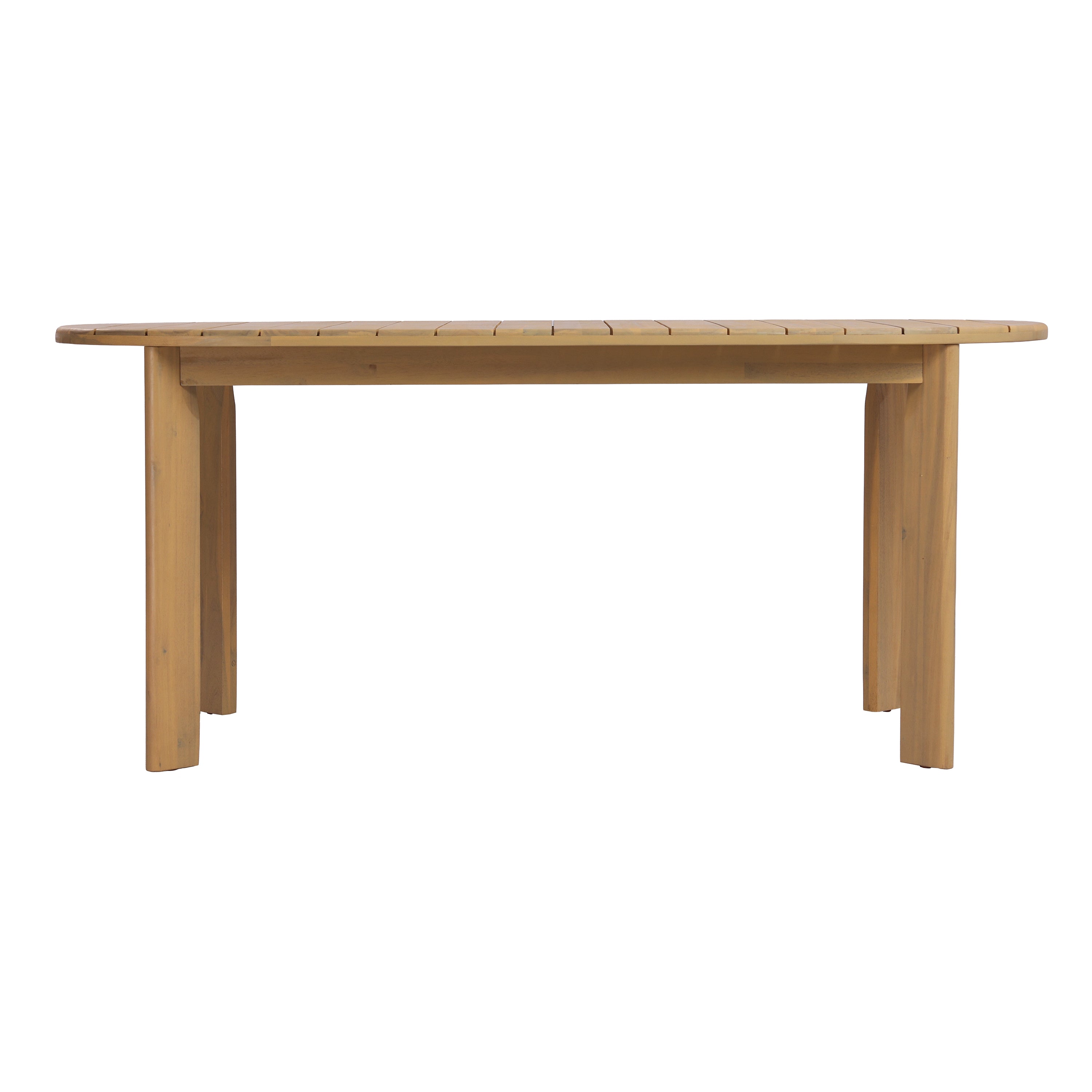 Woodside Oval Outdoor Dining Table with Light Teak Finish