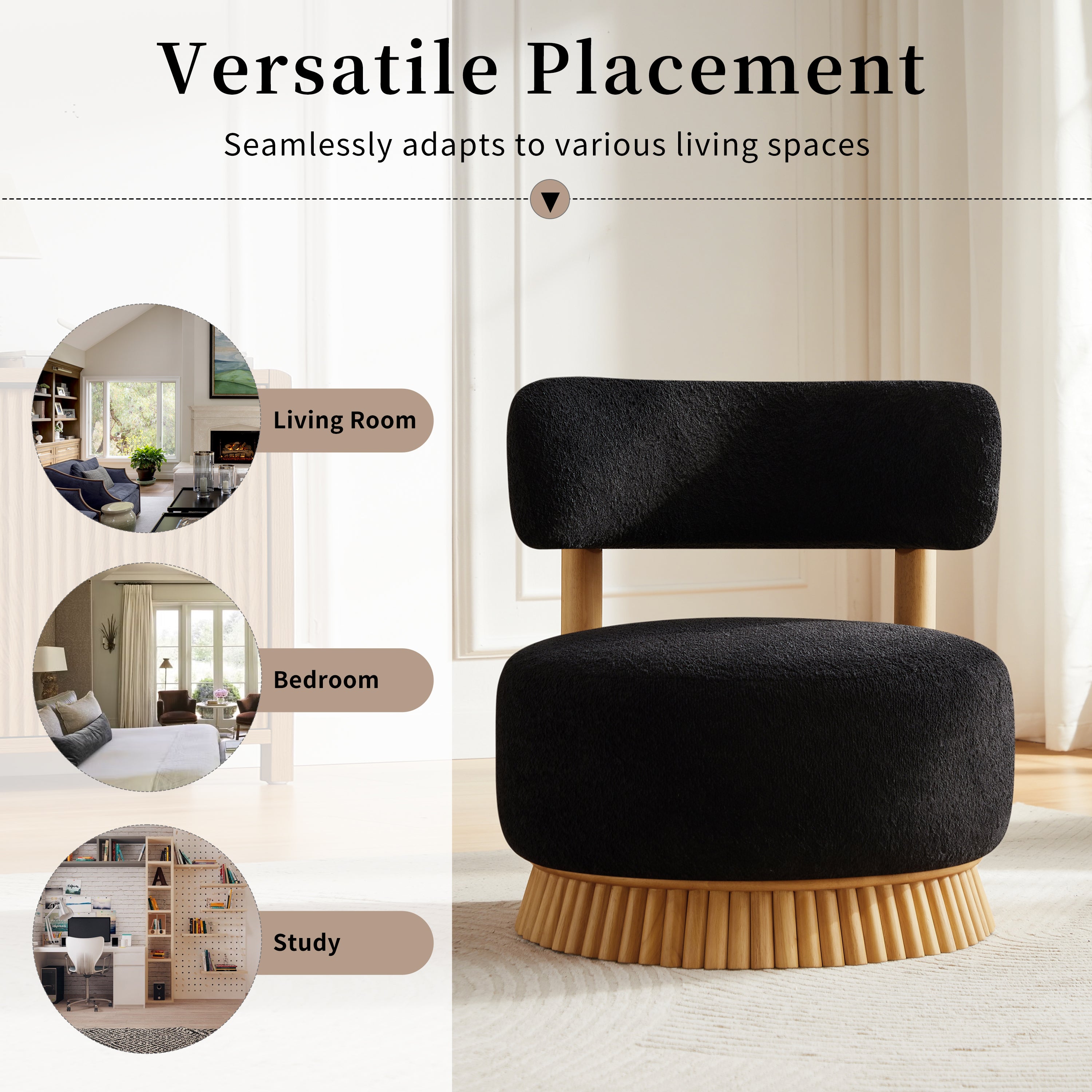 Modern Farmhouse Armless Accent Chair with Wooden Base