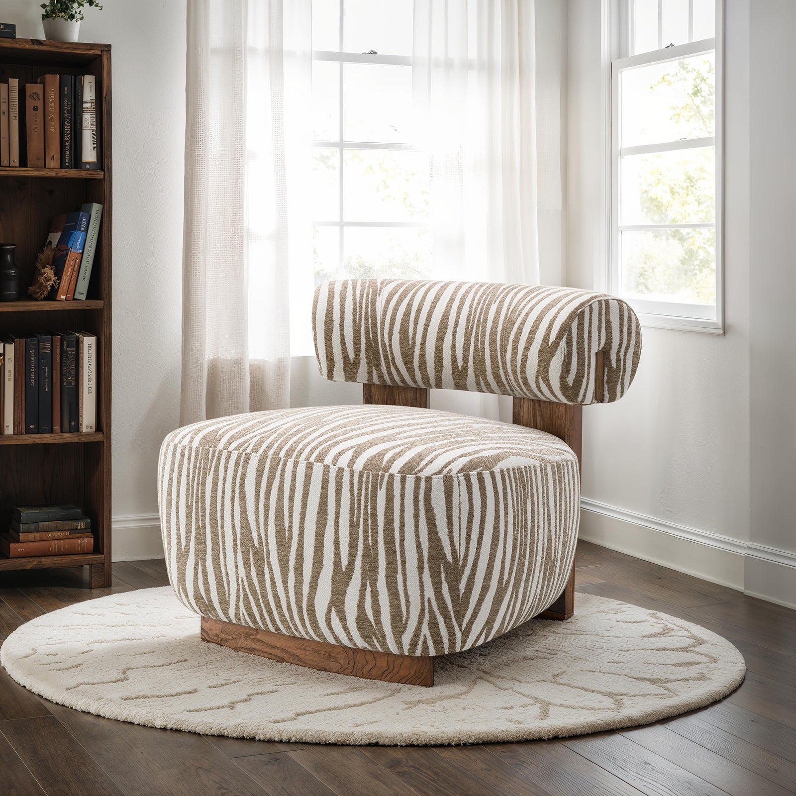Avril Modern Zebra Stripe Accent Chair