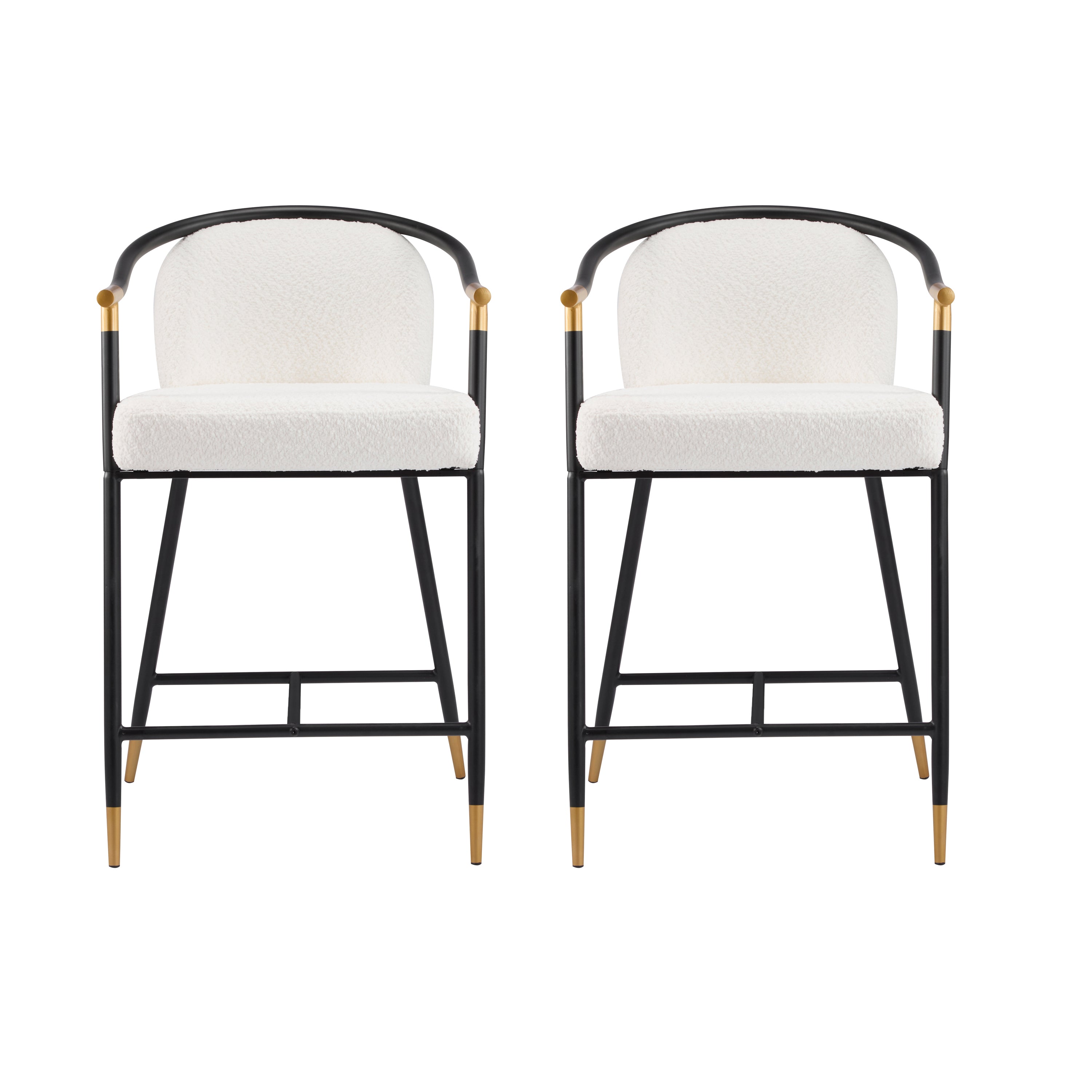 Hawthorn Upholstered Counter Stool with Metal Frame, Set of 2