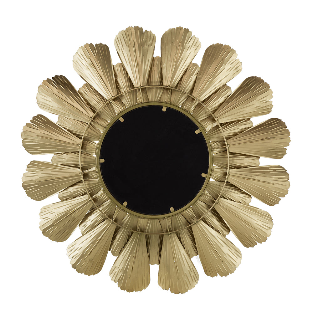 37" Round Metal Mirror with Trumpeting Florals Design