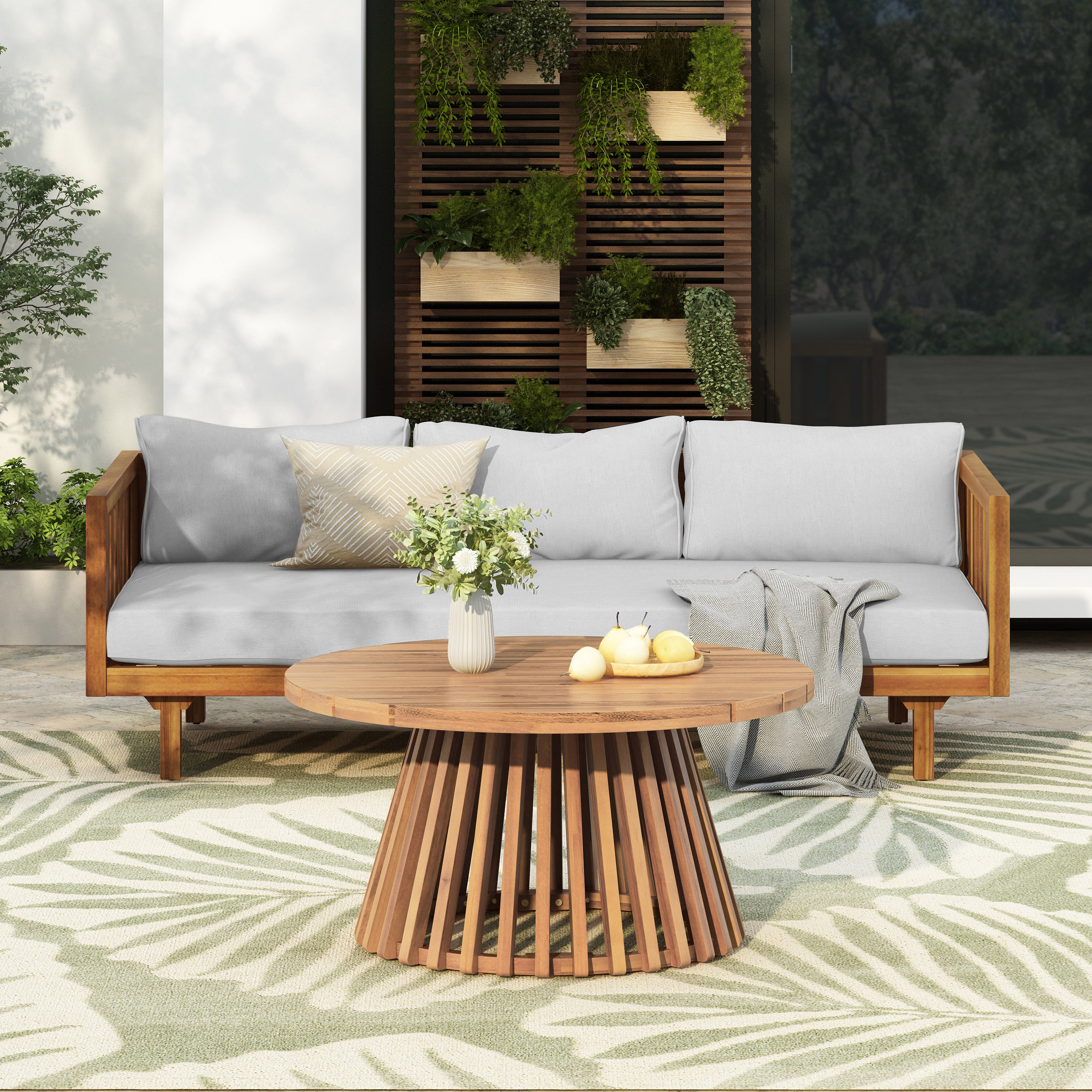 Tidewell Outdoor Acacia Wood Patio Furniture Set