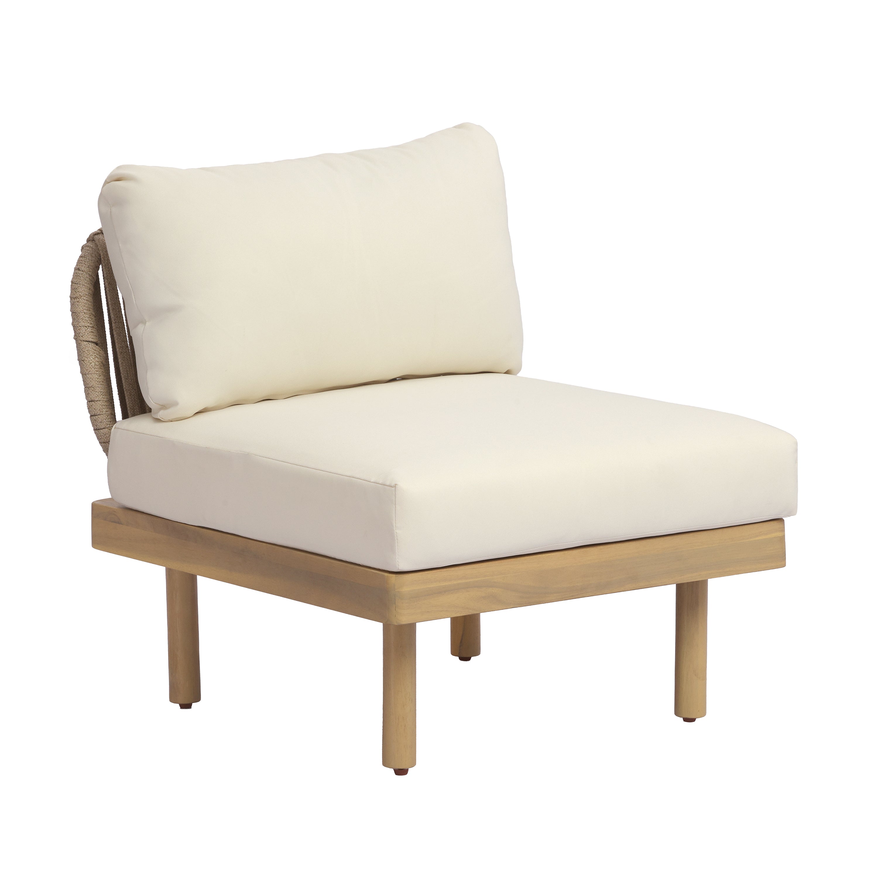 Sebastian 6-Piece Acacia Wood L-Shaped Modular Outdoor Sofa Set