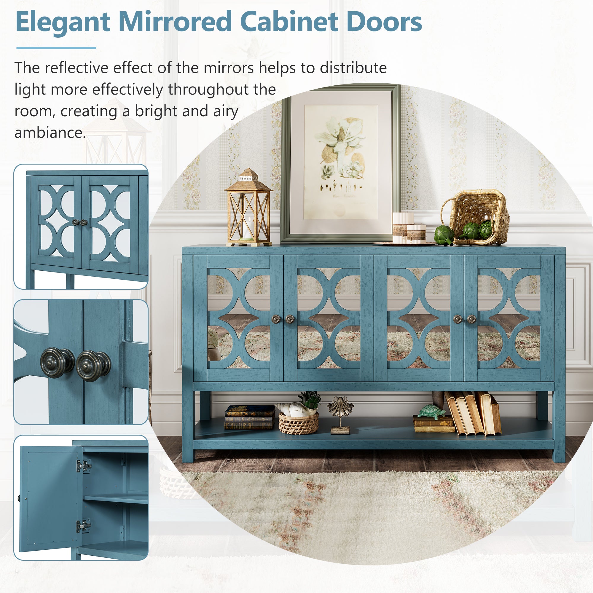 Mirrored Door Console Table