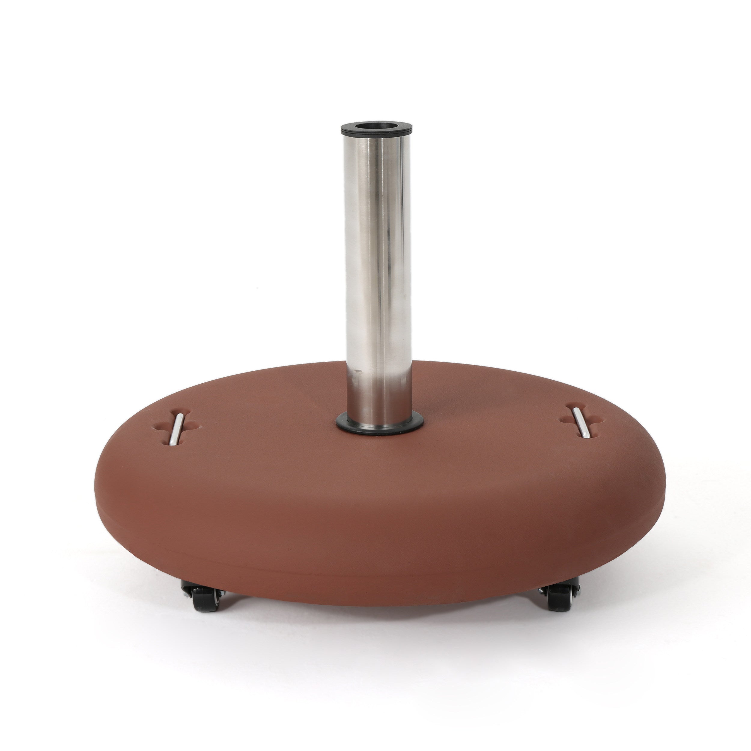 Prehnite Outdoor Round Umbrella Base with Casters and Stainless Steel Holder