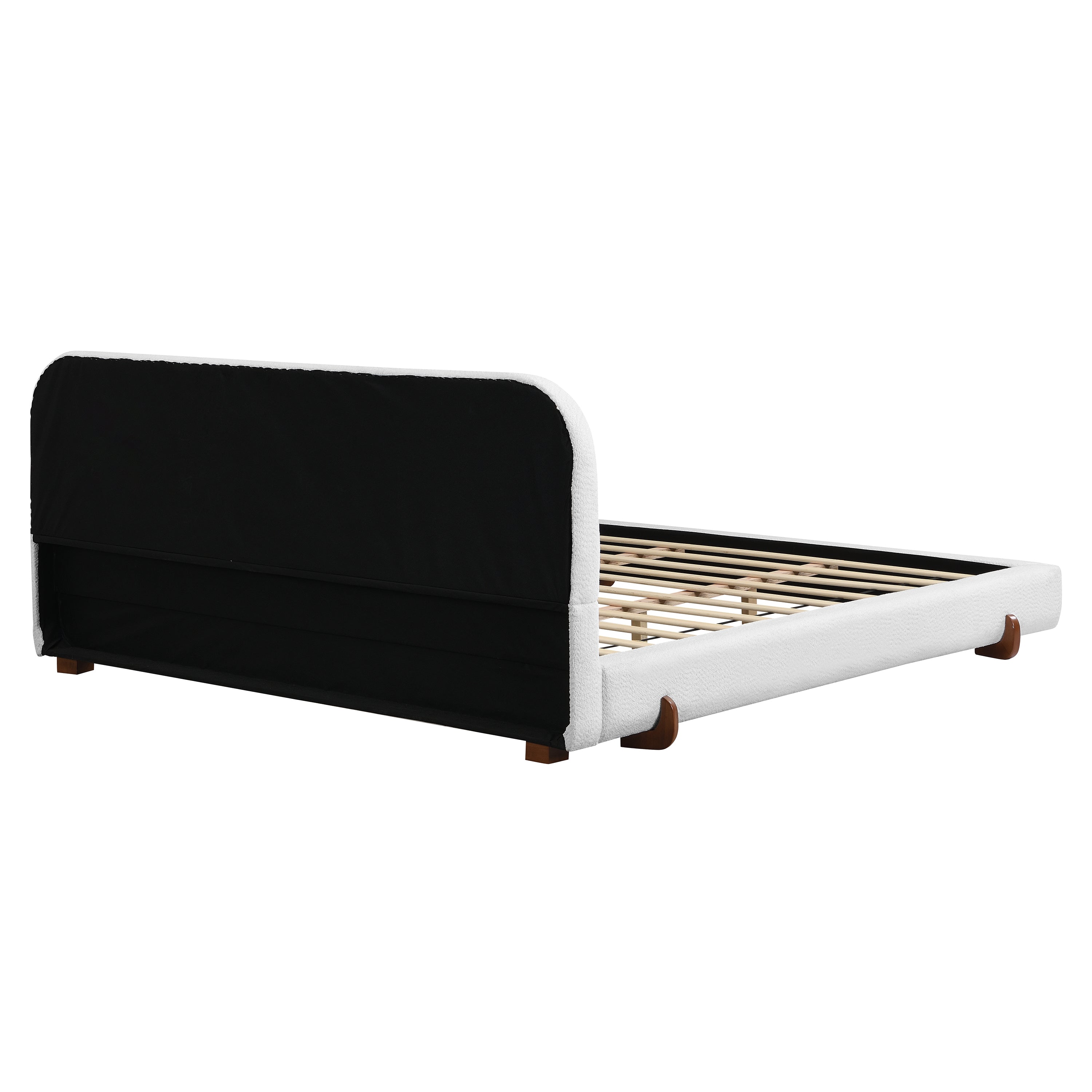 Fabric and Solid Wood Legs Upholstered Bed Frame