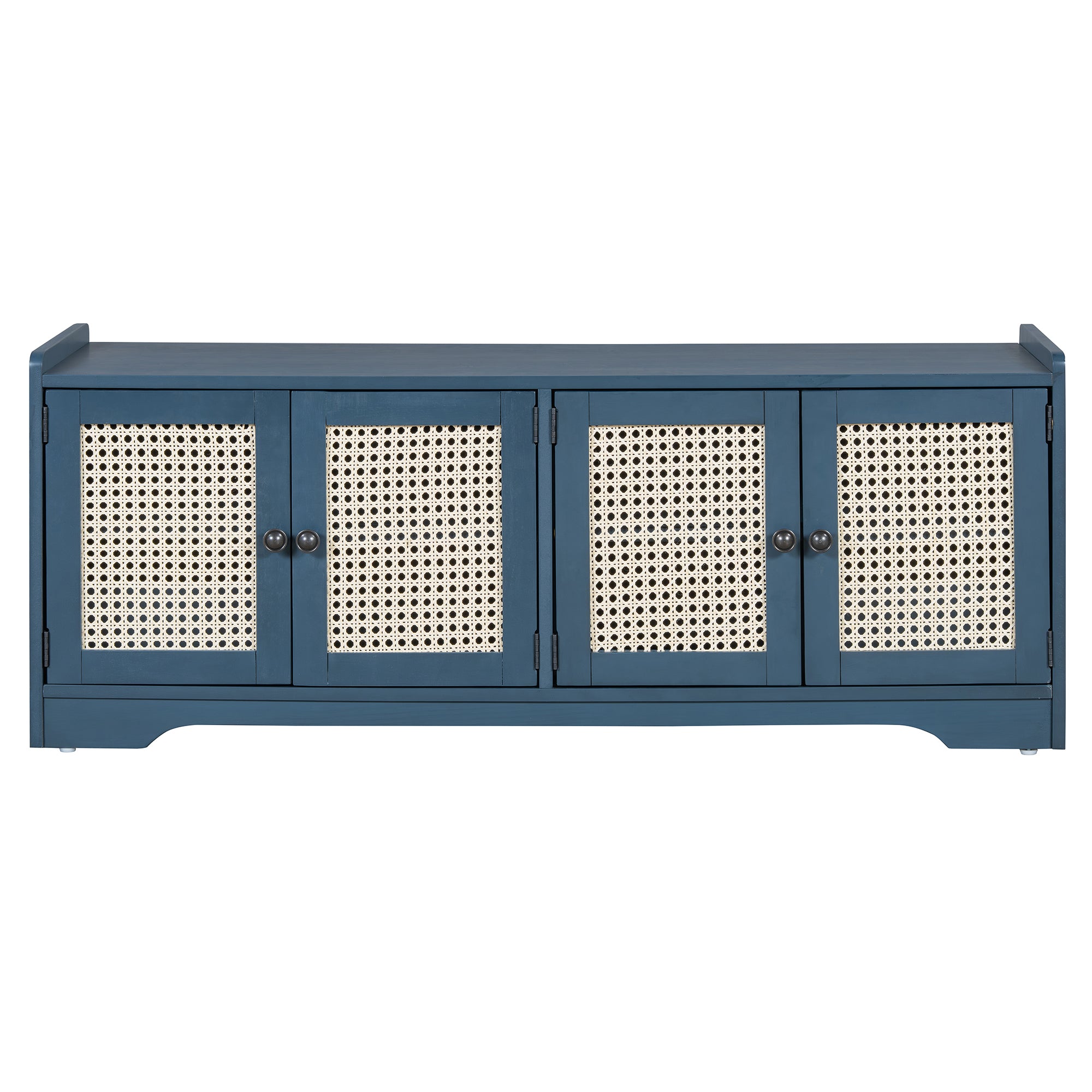 Storage Bench with Rattan Doors