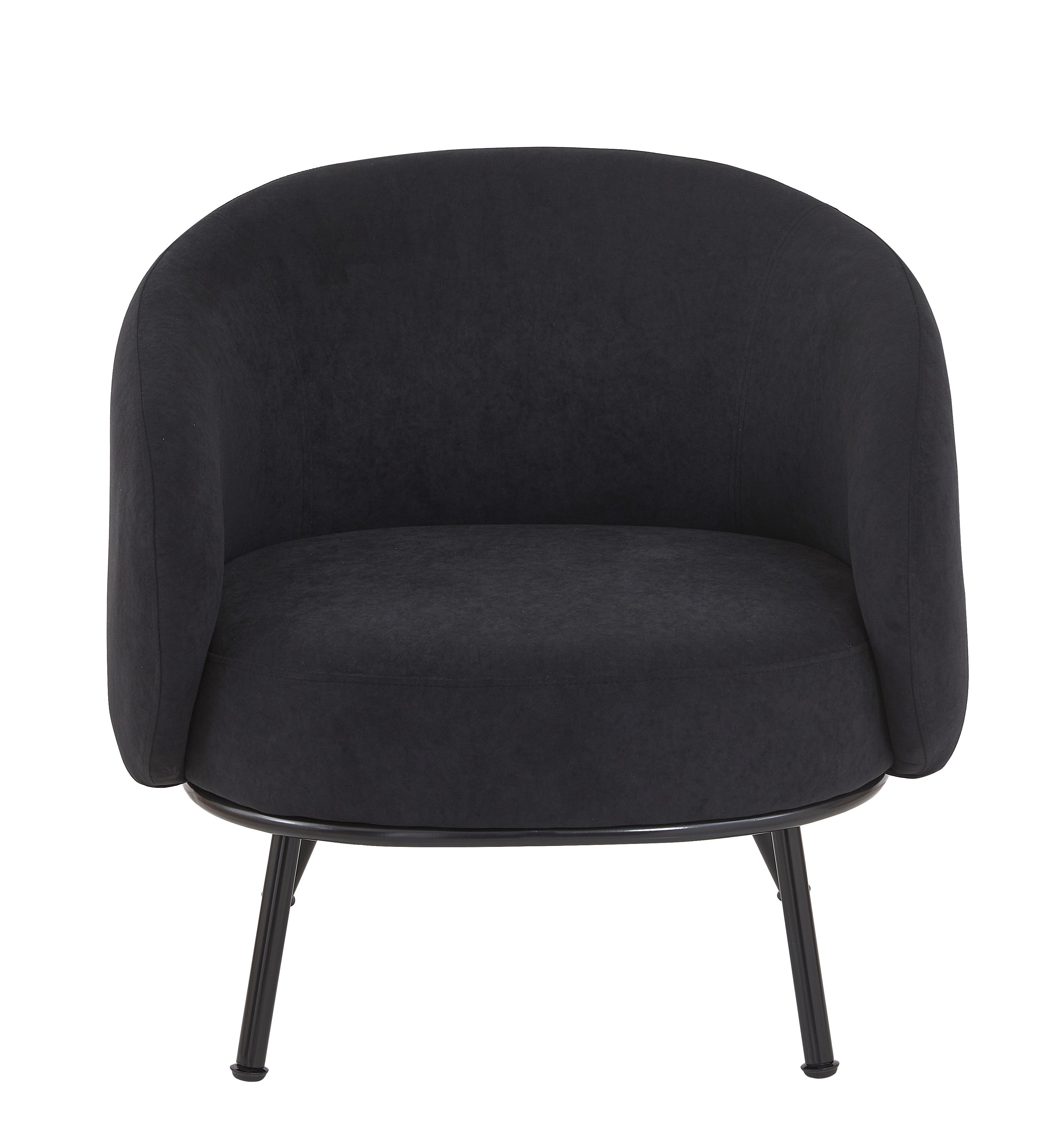 Mid-Century Modern Velvet Accent Chair, Upholstered Barrel Armchair with Metal Legs, Comfy Single Sofa Chair for Living Room Bedroom