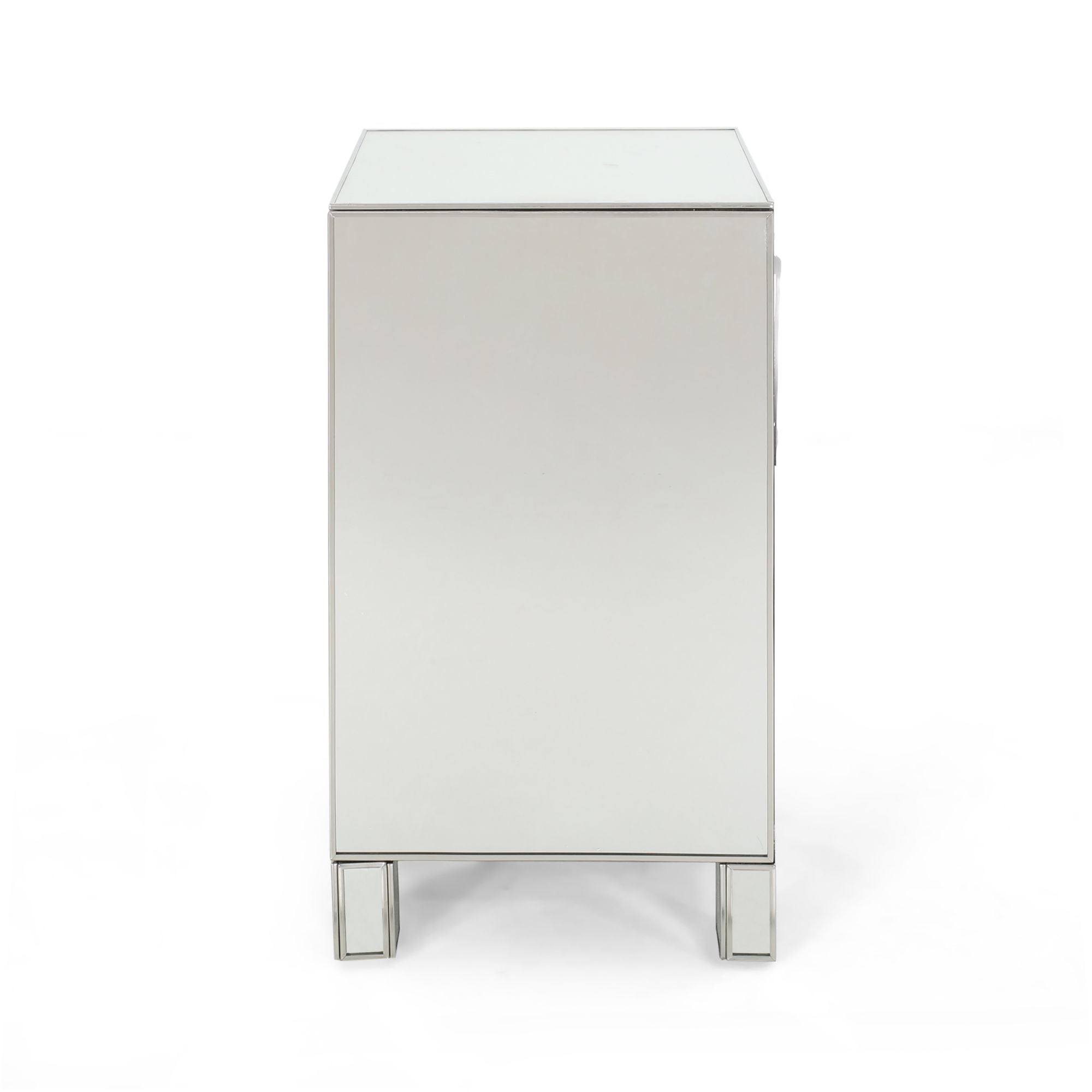 Side Table with 3 Drawers and Mirrored Design