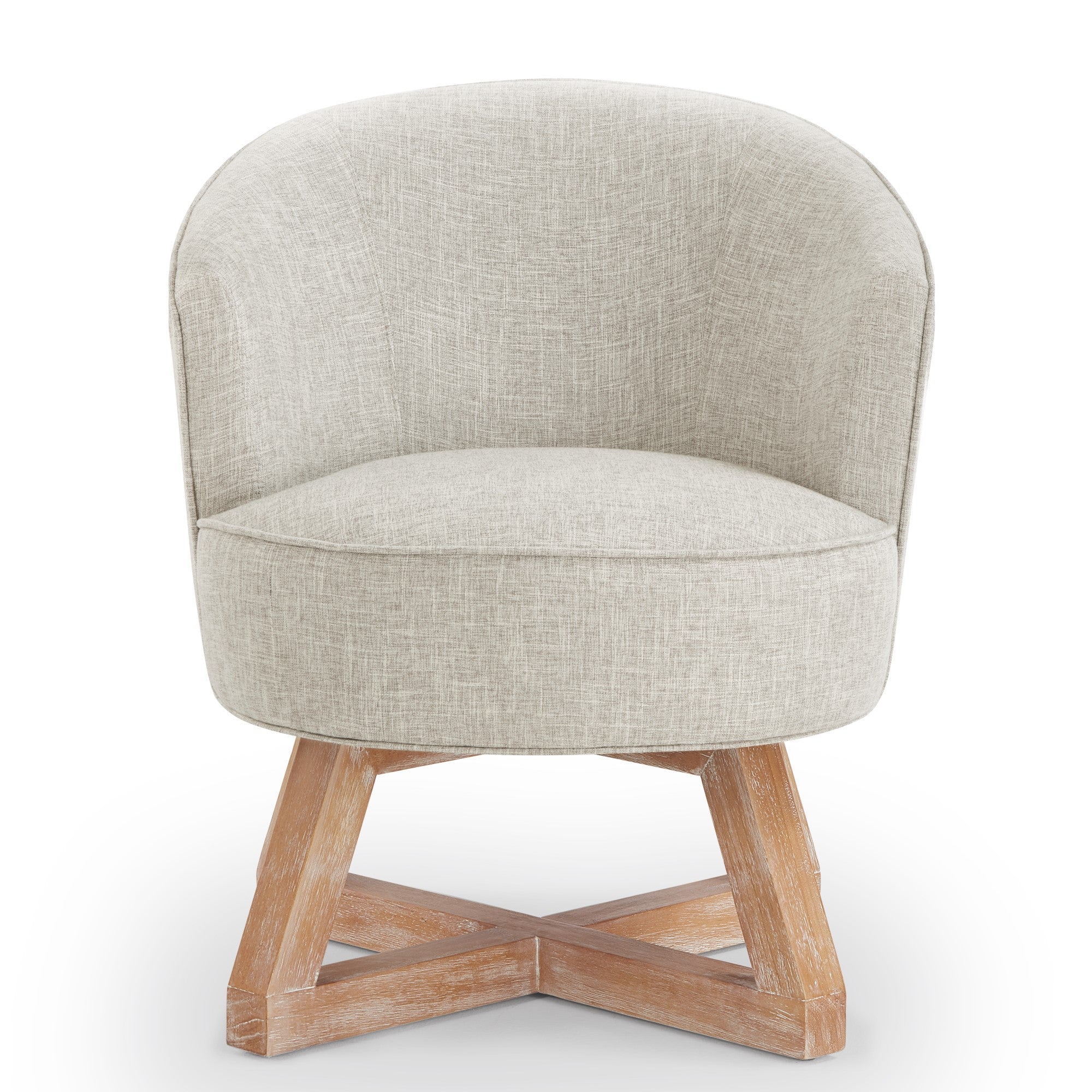 Linen 360° Swivel Chair with Cross-Shaped Wooden Base