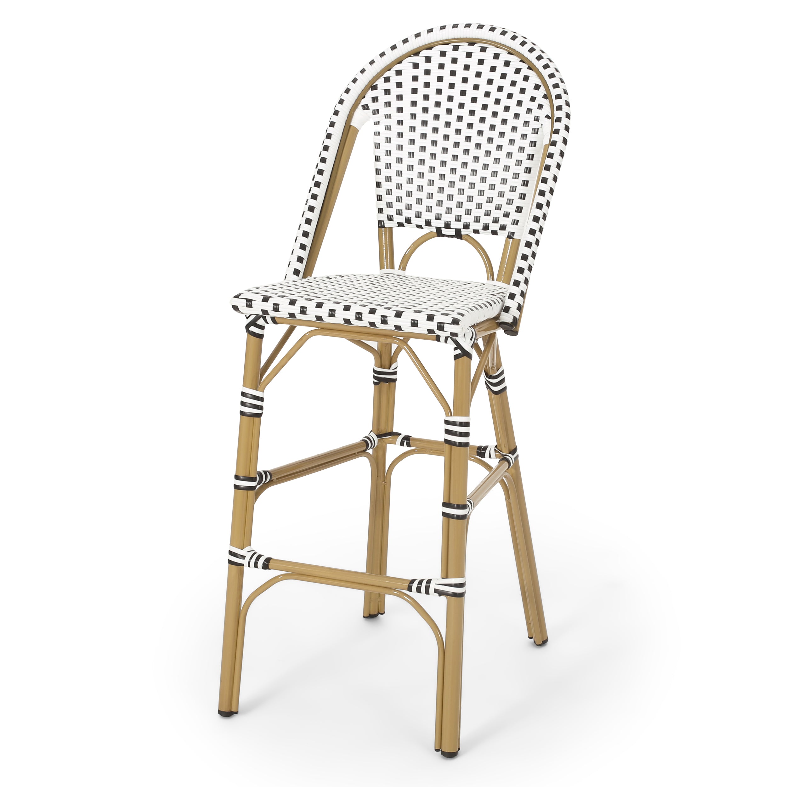 Solara French Bistro Outdoor Rattan Barstool, Set of 2