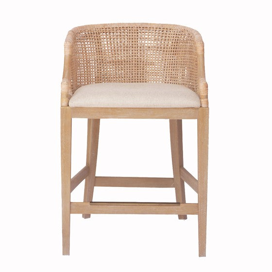 Broadenx 25" Counter Stool with Rattan Rounded Back and Recessed Arms
