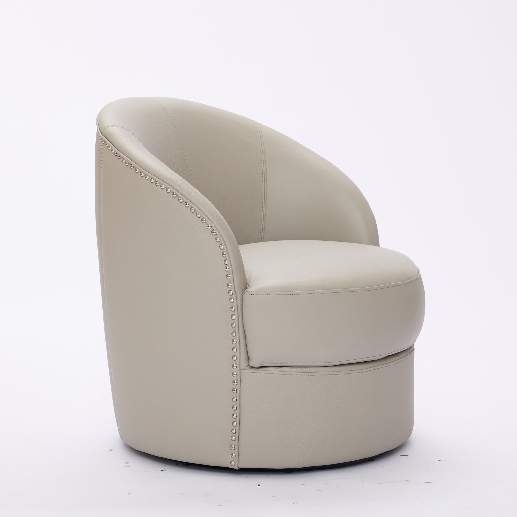 Top-Grain Leather Swivel Accent Chair