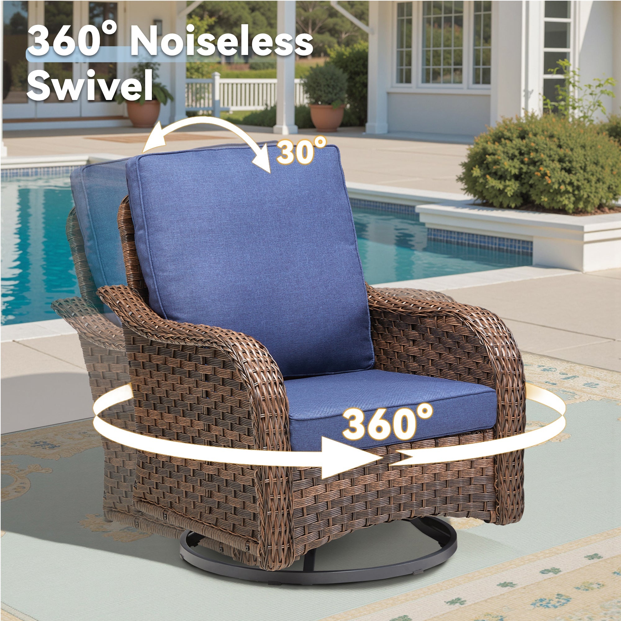 Marlowe Wicker 3 Piece Outdoor Furniture Set with Swivel Gliders