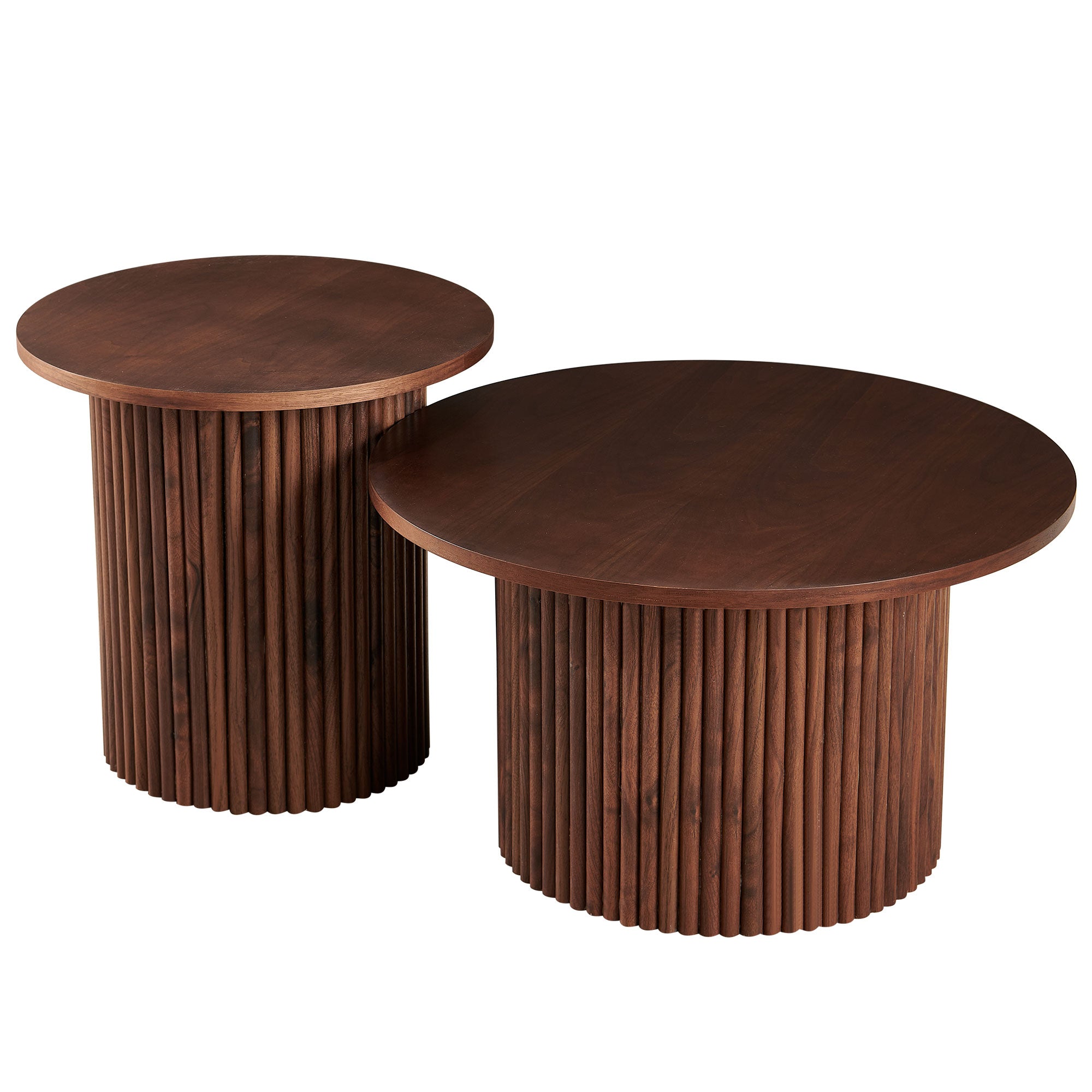 Fantasia Round Coffee Table Set with Column Design, Set of 2