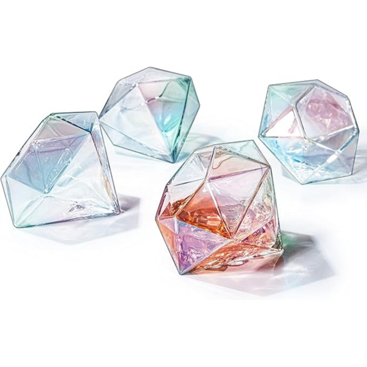 Iridescent Diamond Whiskey Glasses Set of 4