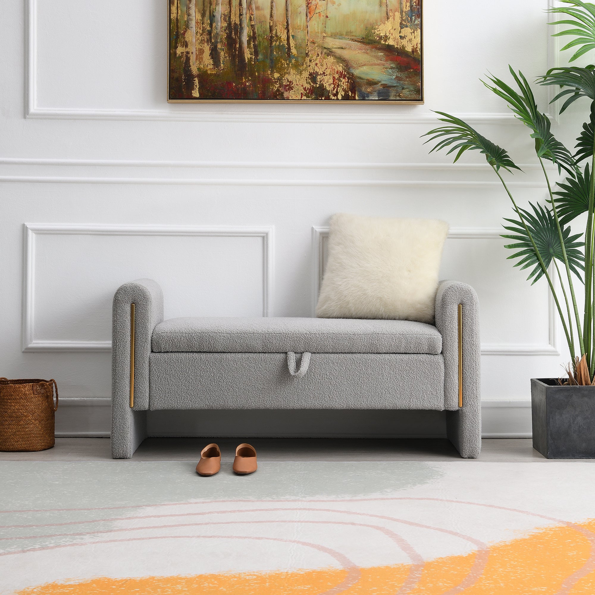 Modern Teddy Bench with Arms and Storage