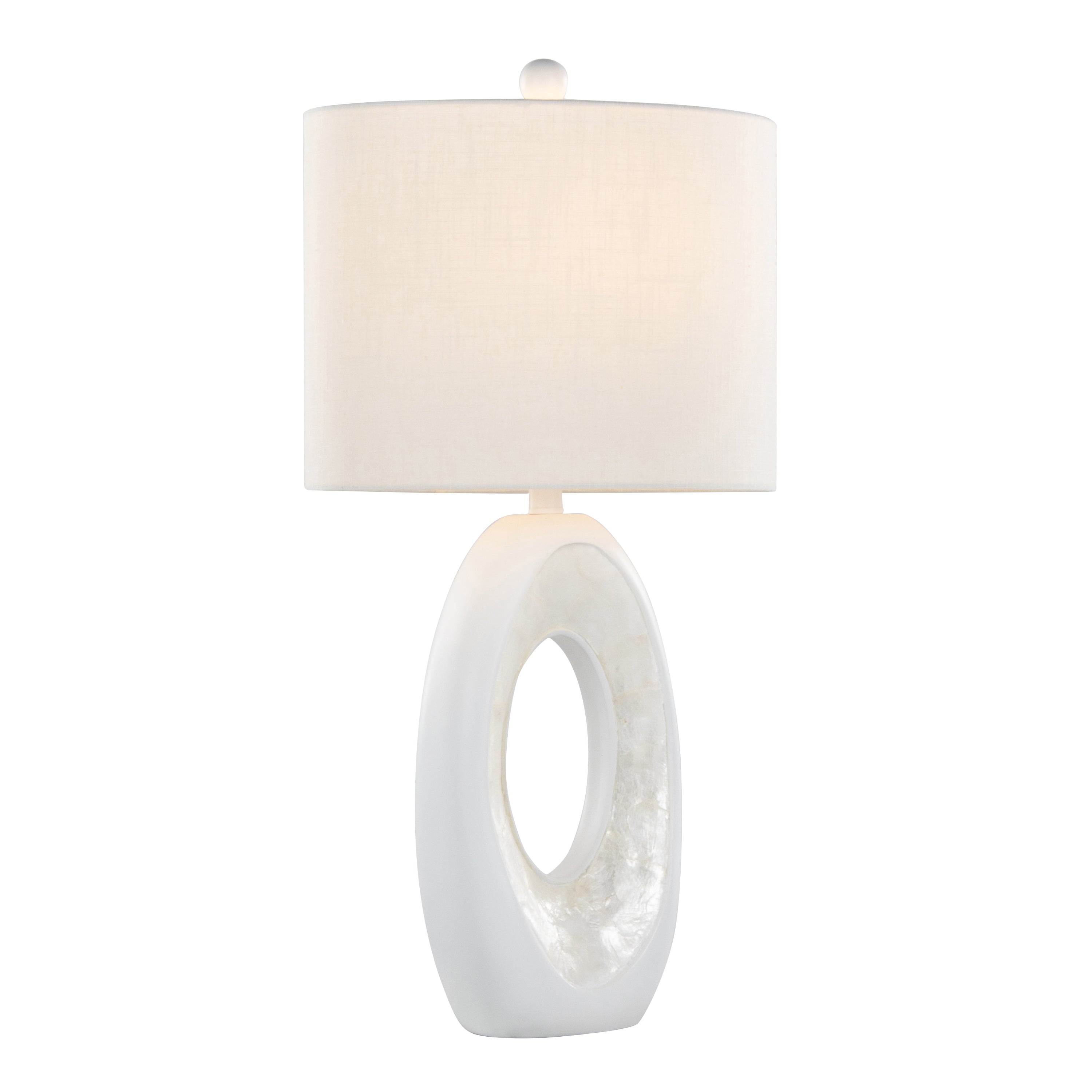 29" Table Lamp with Natural Shell and Linen Shade, Set of 2