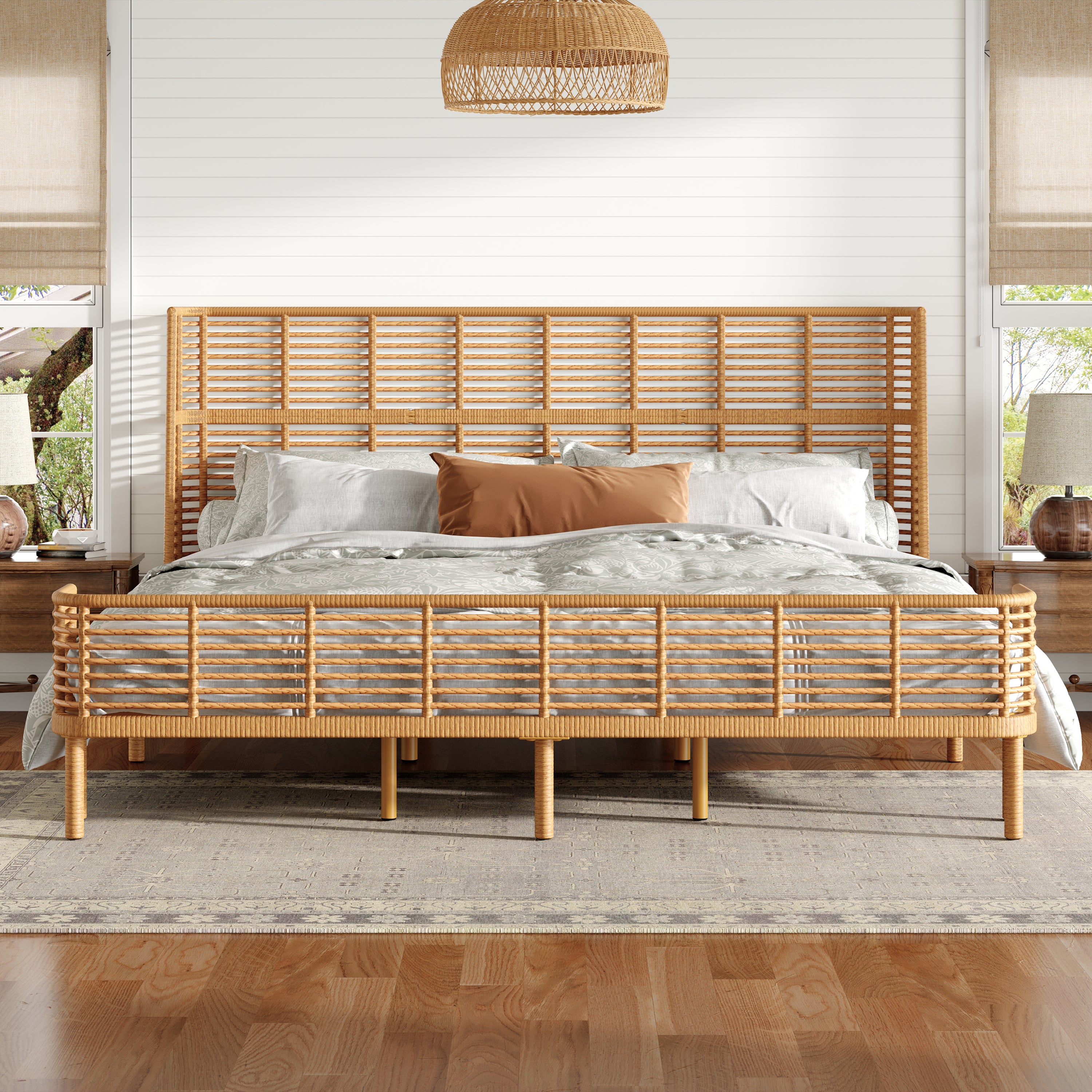 Wingback Rattan Bed