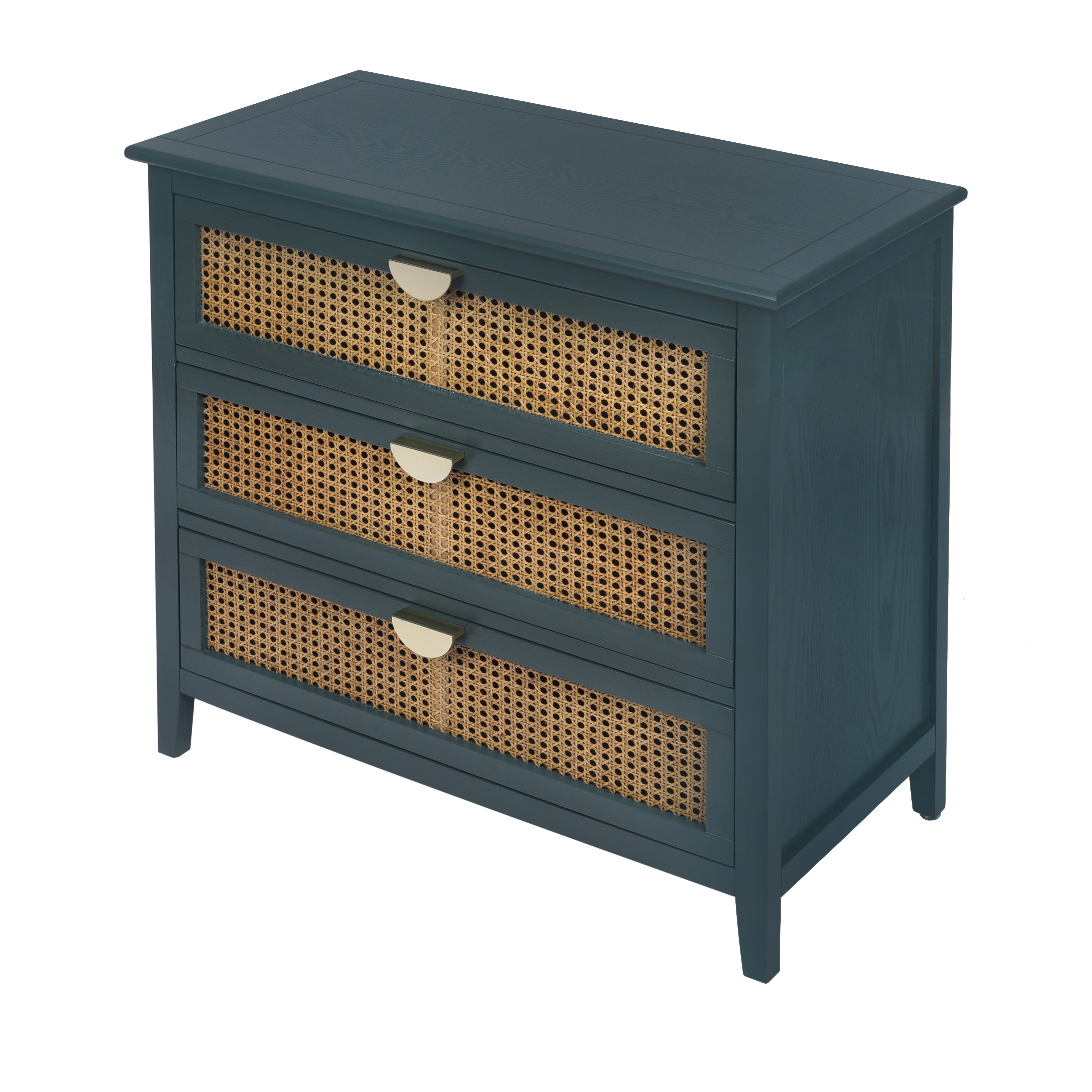 3 Drawer Cabinet with Natural Rattan Drawers
