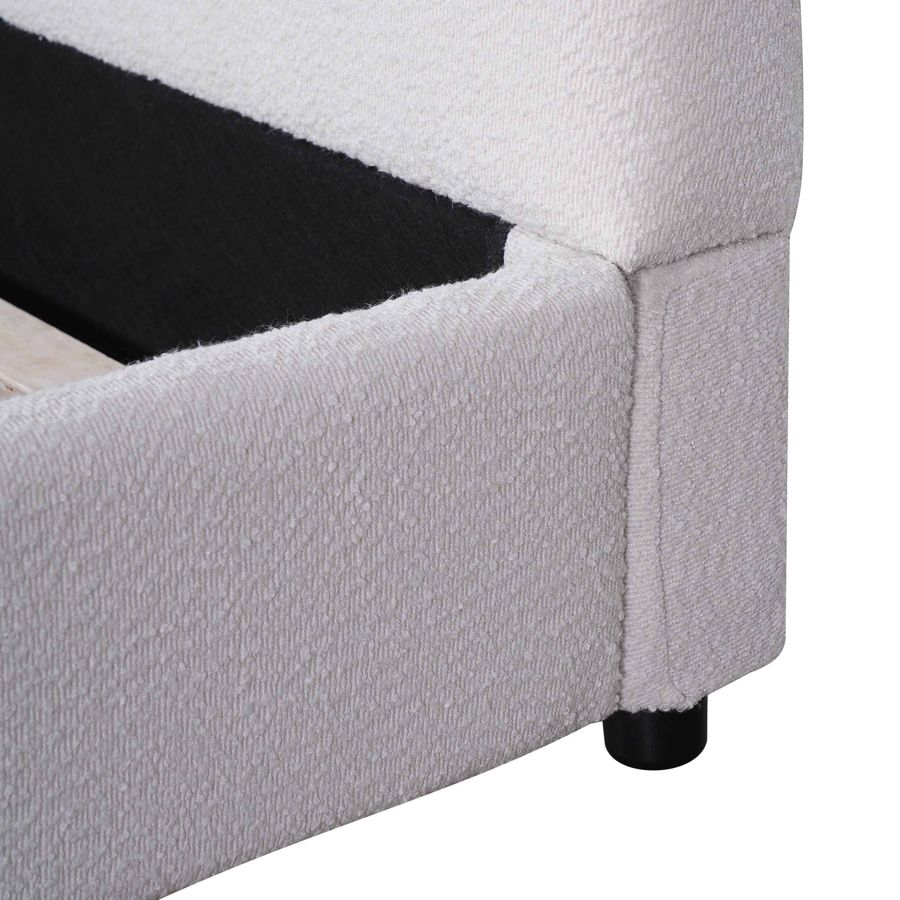 Bed Frame With Boucle Upholstered Round Curved Headboard