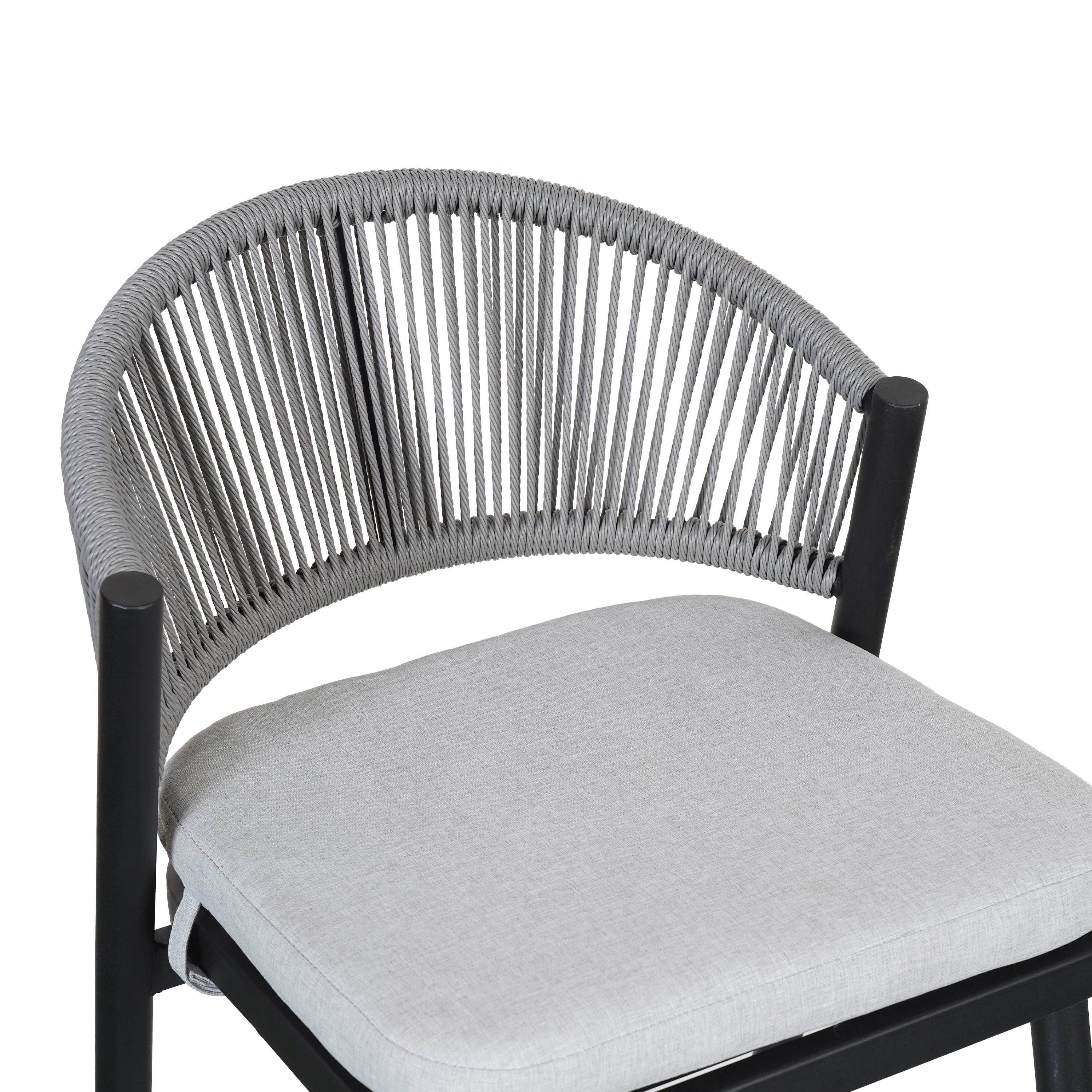Outdoor Metal Frame Stools with Scallop-Shaped Backrest & Water-Resistant Cushions, Set of 2