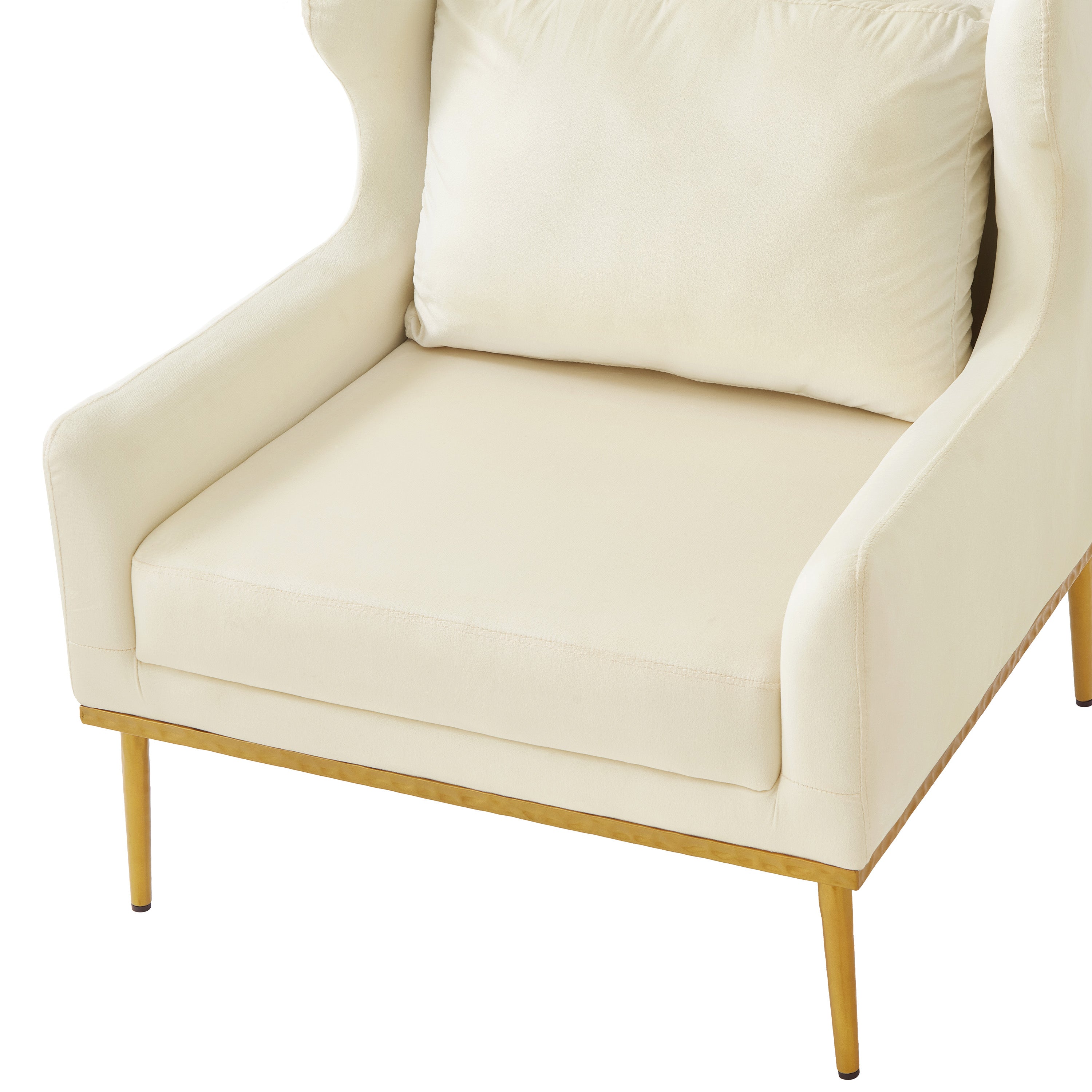 Modern Velvet Accent Chair with Arms and Gold Tone Legs
