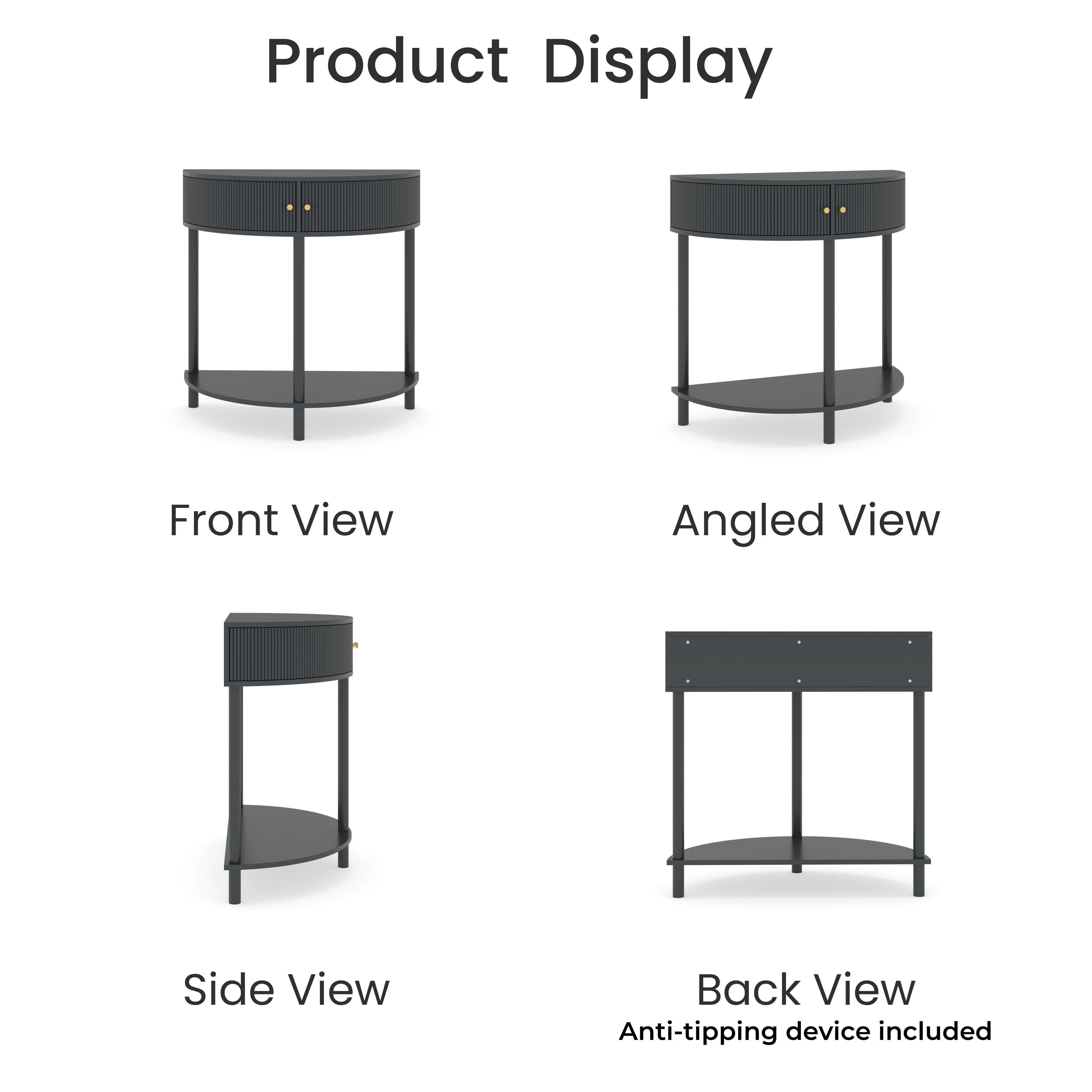 Artisan-Crafted Wave-Pattern Demi-Lune Console Table