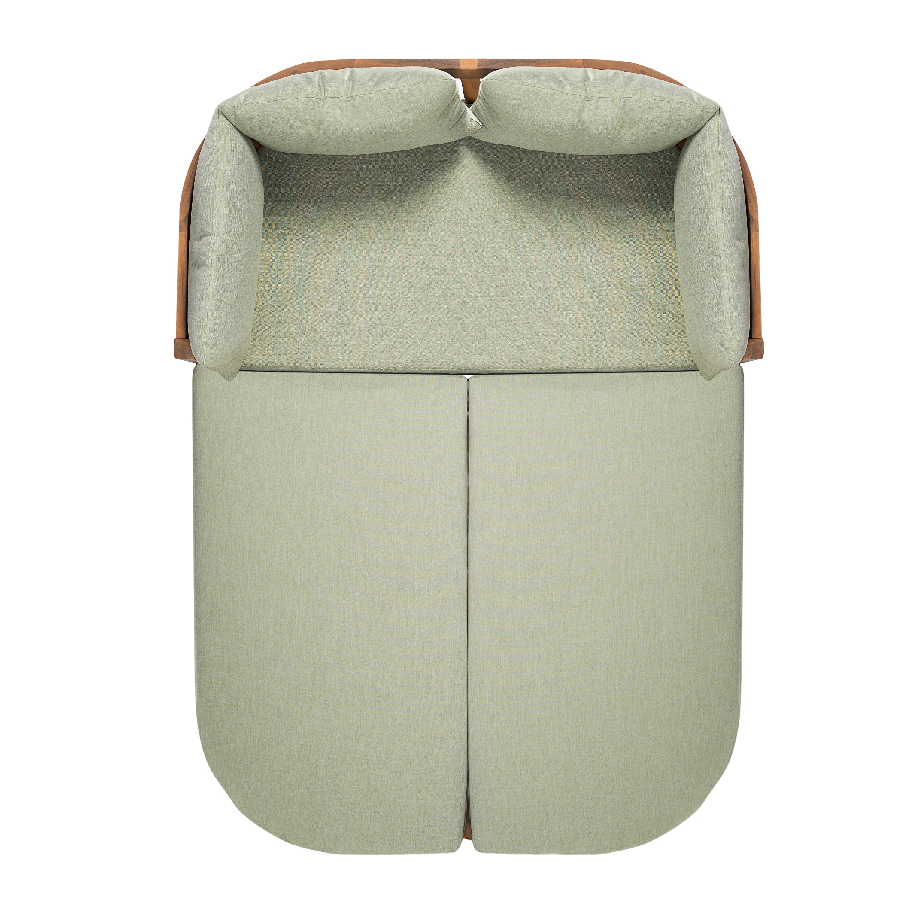 Donovan Outdoor Wood Daybed, Teak Finish With Green Cushion