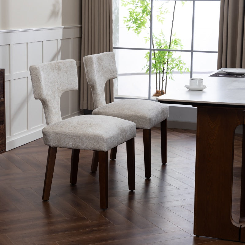Upholstered T-Back Dining Chairs, Set of 2