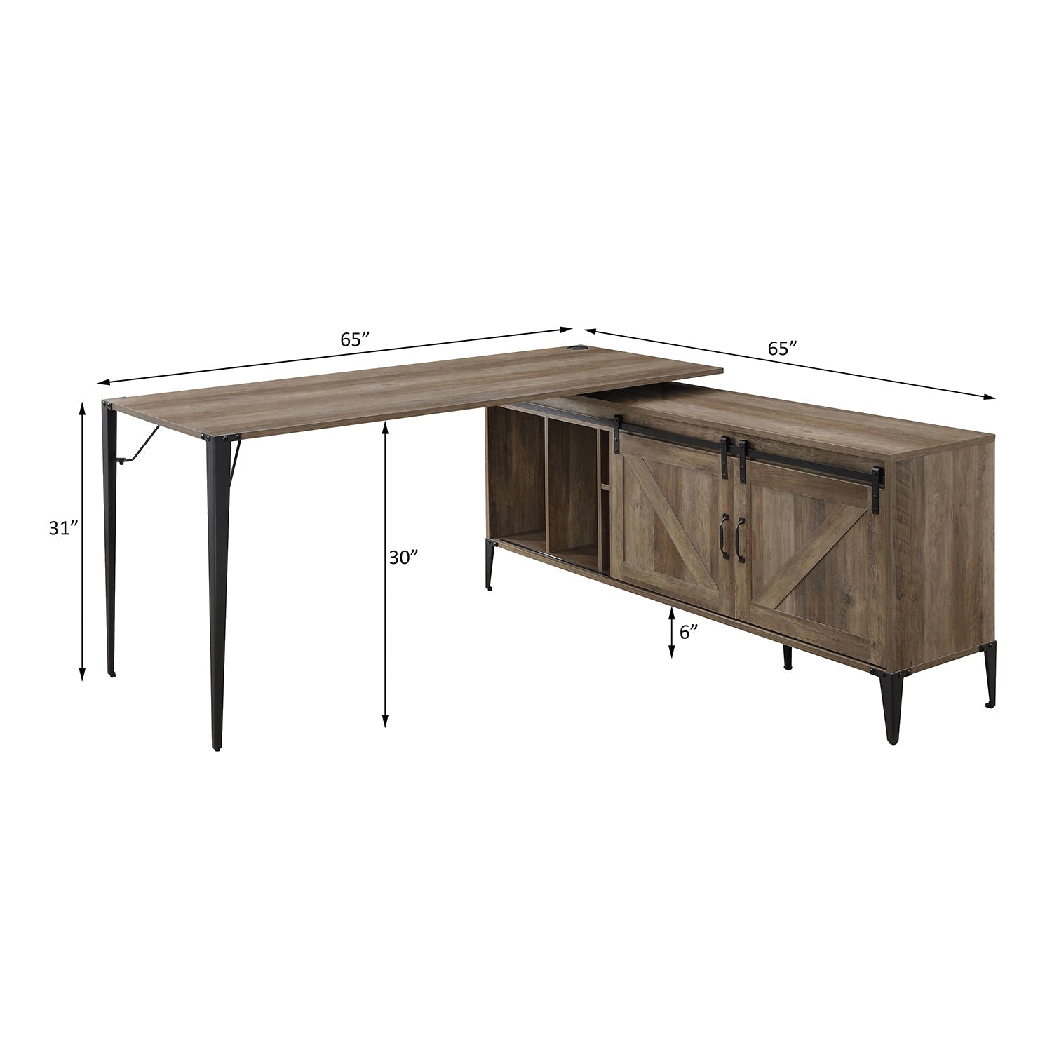 L-Shape Writing Desk with Cabinet