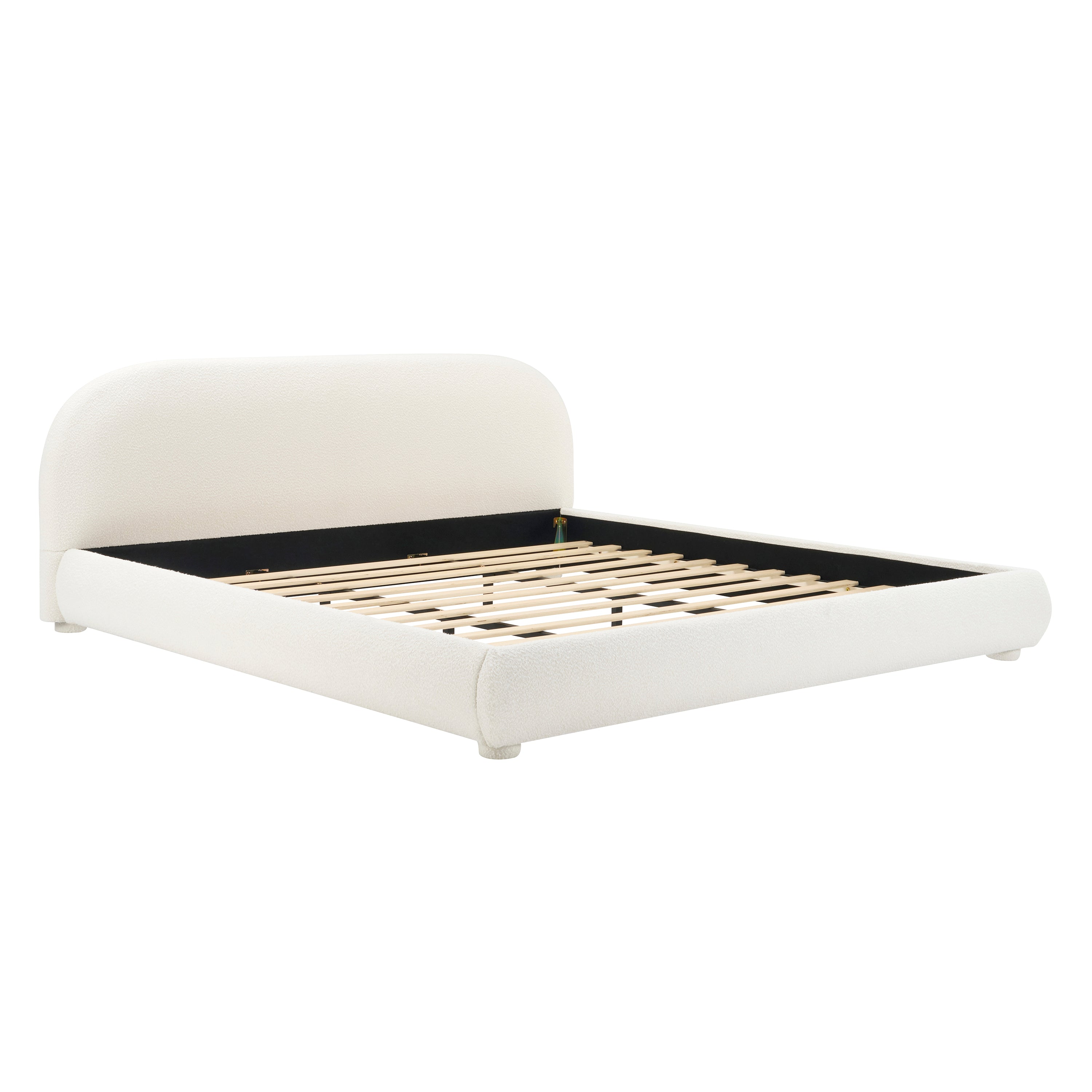 Modern Bed Frame with Upholstered Curved Headboard