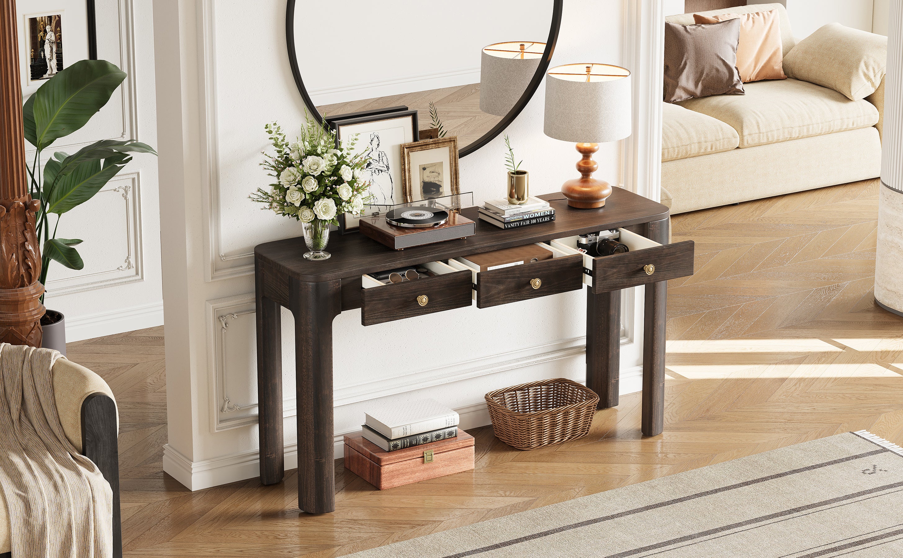 Rustic Console Table with Curved Corners