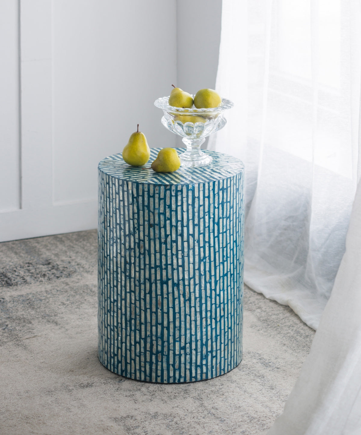 Blue Capiz Accent Stool/Table