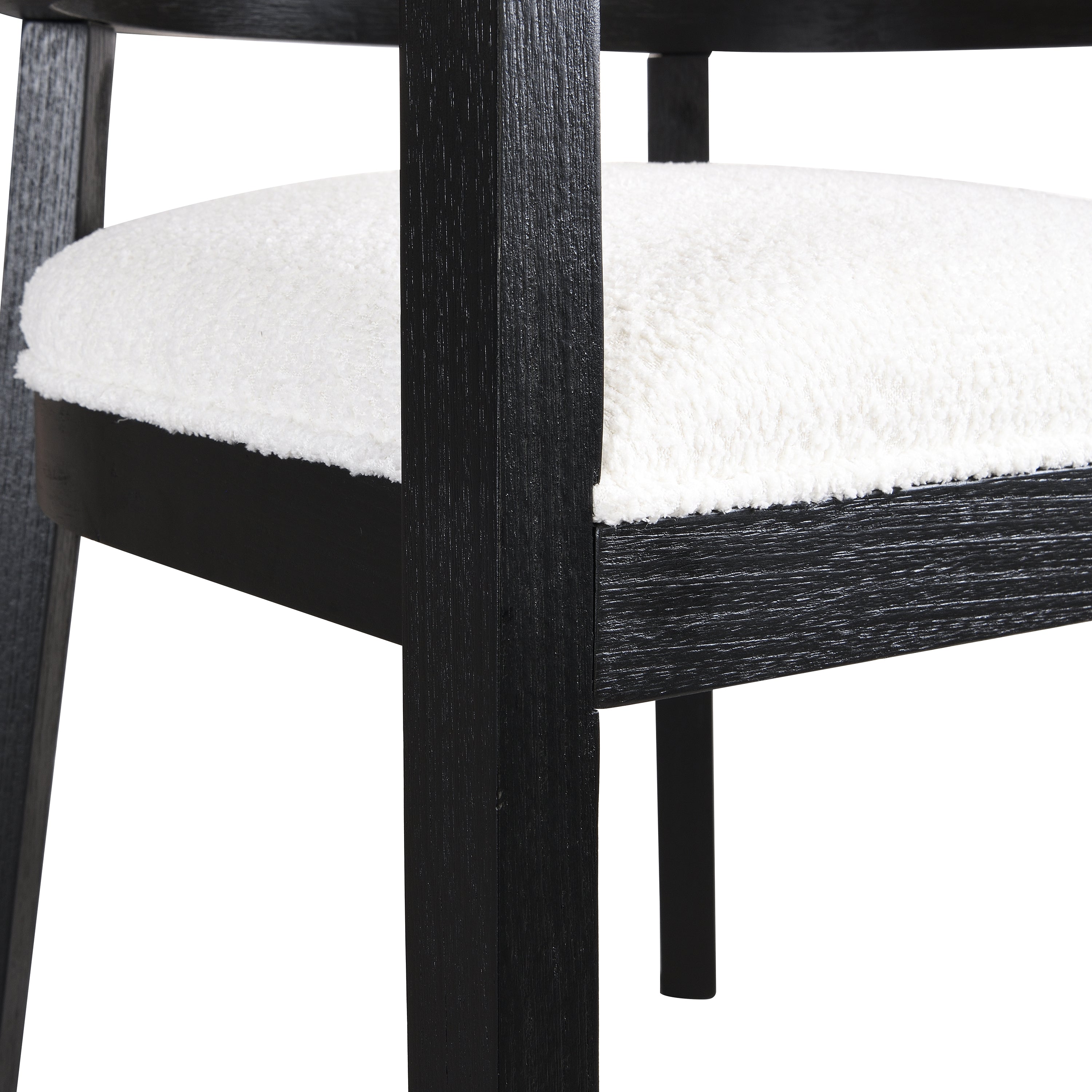 Asbury 7-Piece Mid-Century Modern Wood Upholstered Dining Set with Rattan U-Back Chairs