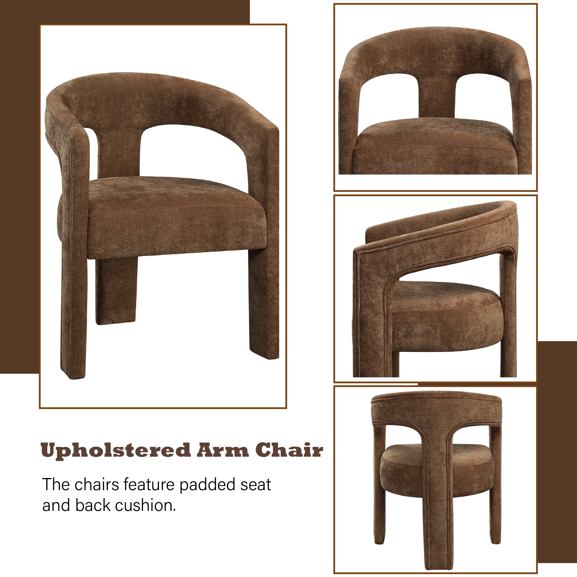 Leonardo Brown Linen Arm Chair, Set of 2
