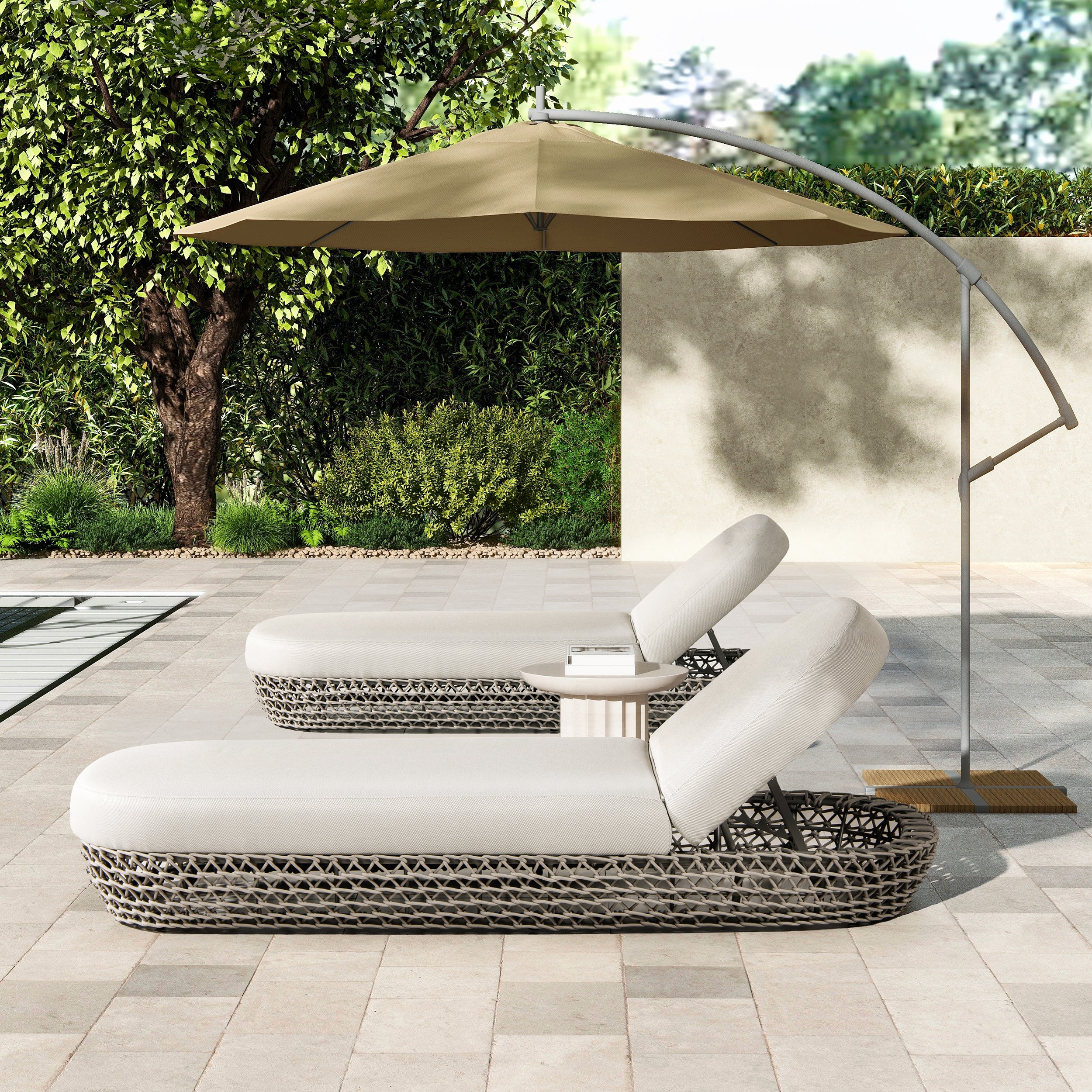 Willow Wicker Upholstered Patio Lounger