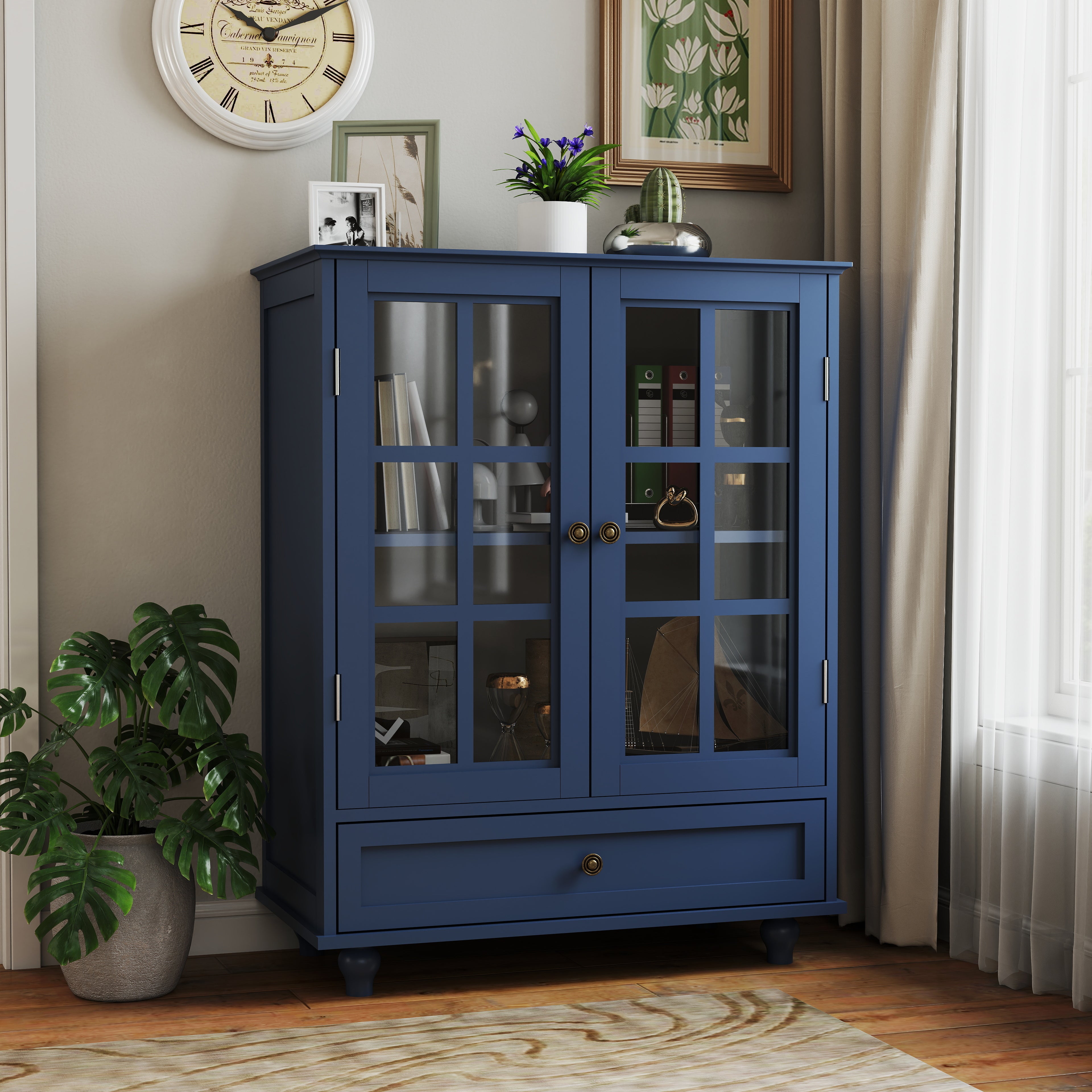Double Glass Door Accent Cabinet