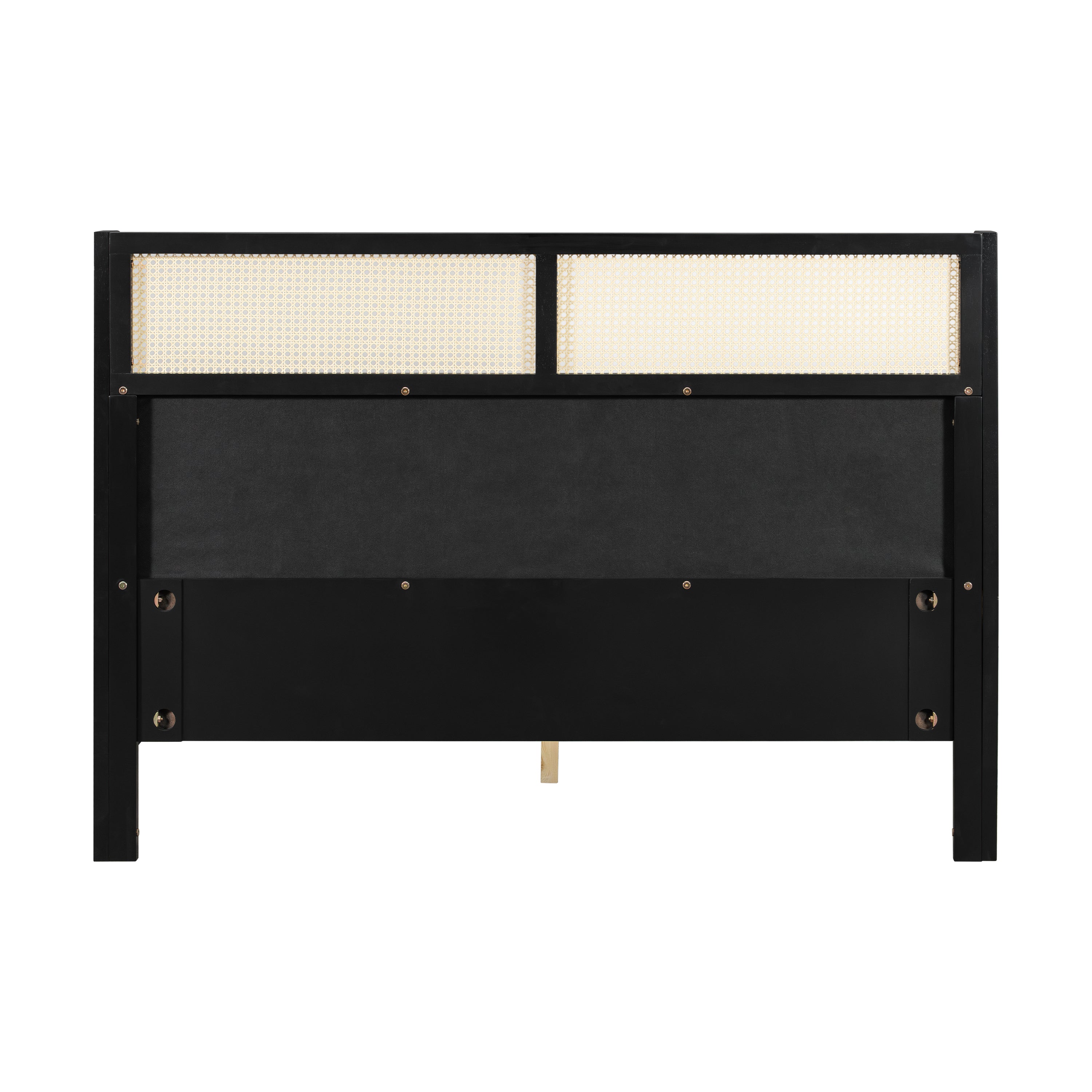 Bed Frame with Solid Wood Headboard, Black with Green