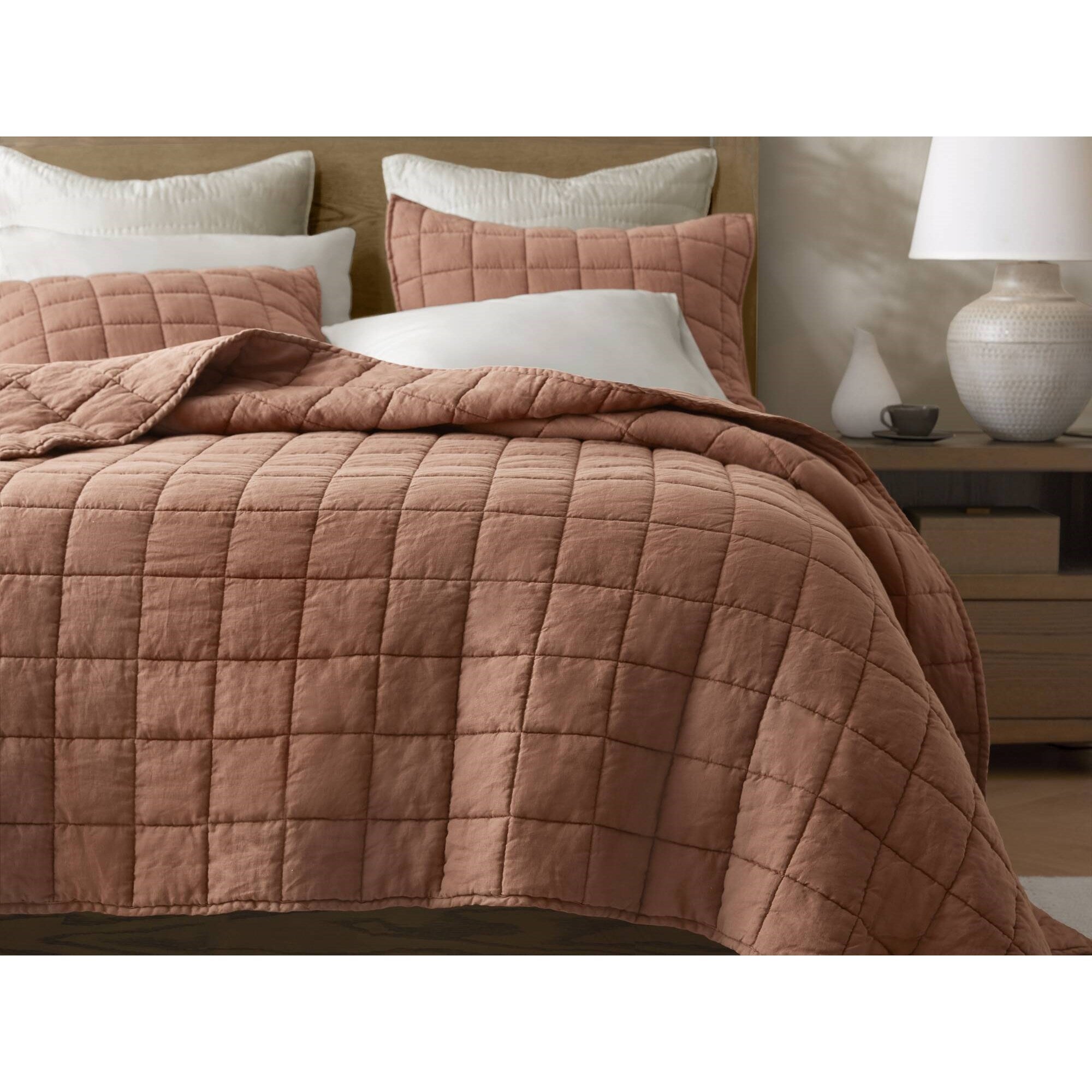 3 Piece Garment Washed French Linen Quilt Set